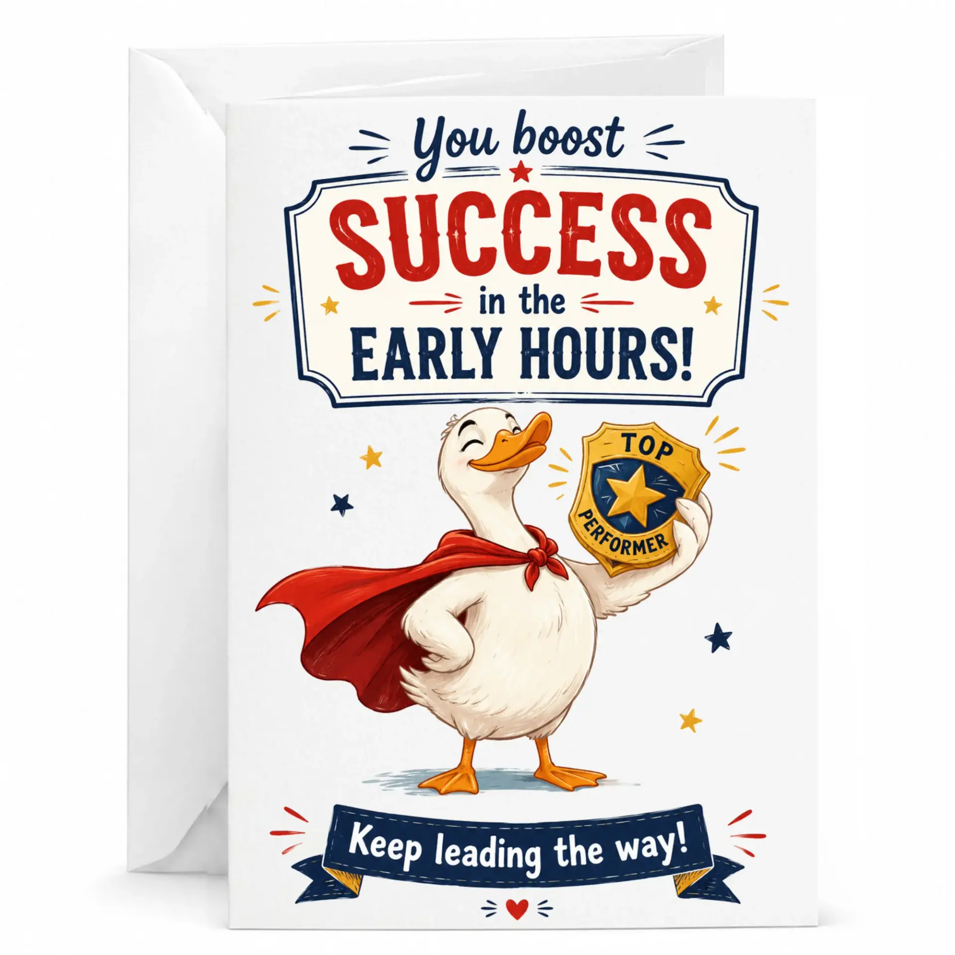 Greeting Card Encouragement Gift for Coworker or Friend Featuring Illustration and Motivational