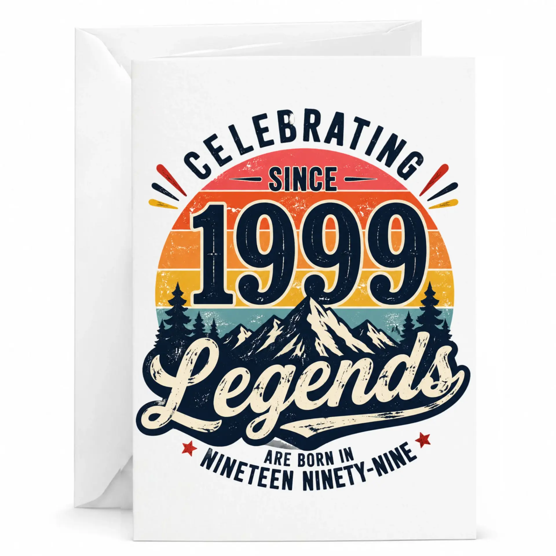 Birthday Card Celebrating Since 1999 Legends Vintage Retro Style Graphic Greeting Card for Milestone Birthdays