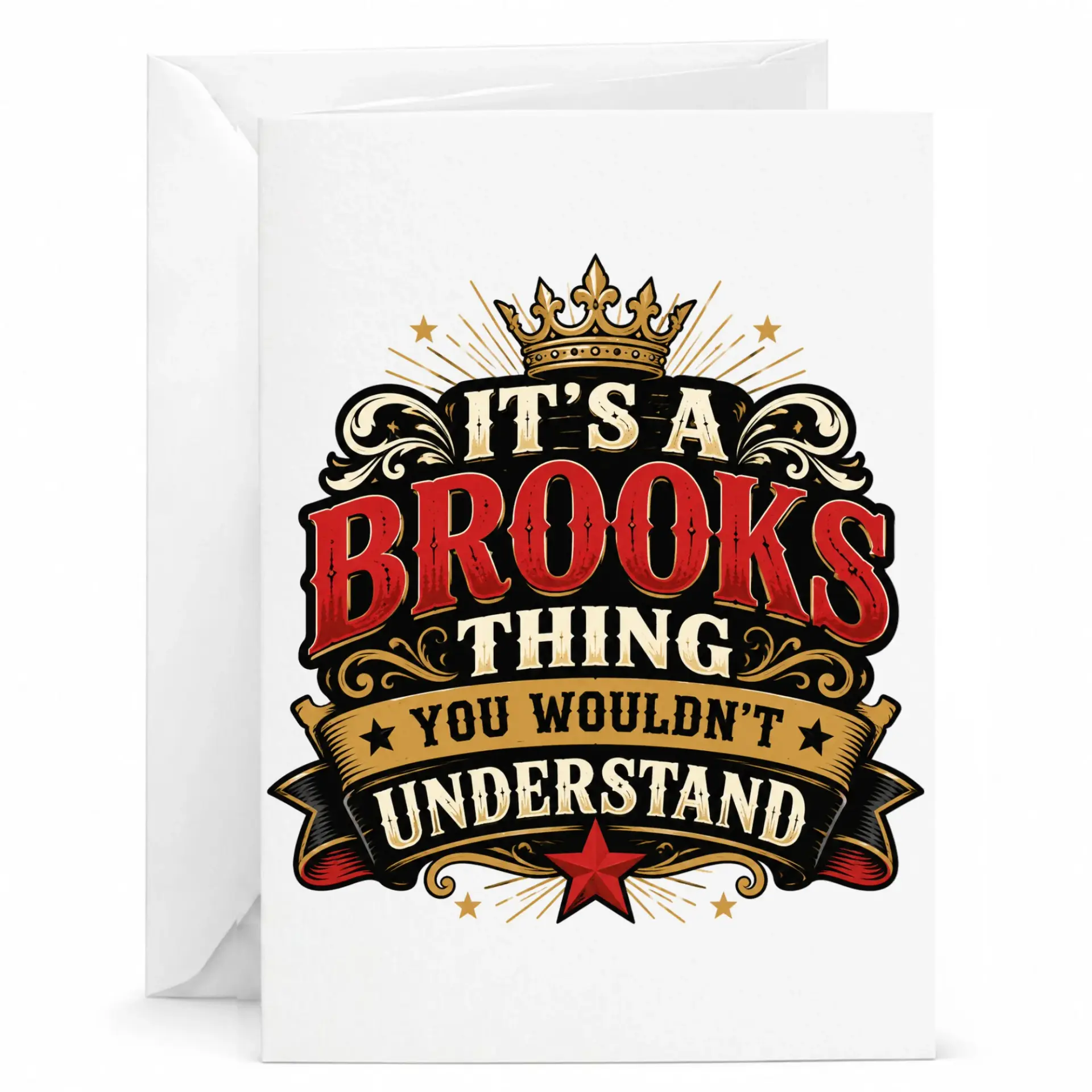 Funny Brooks Name Personalized Greeting Card Custom Graphic Print Note for 5x7 Inches
