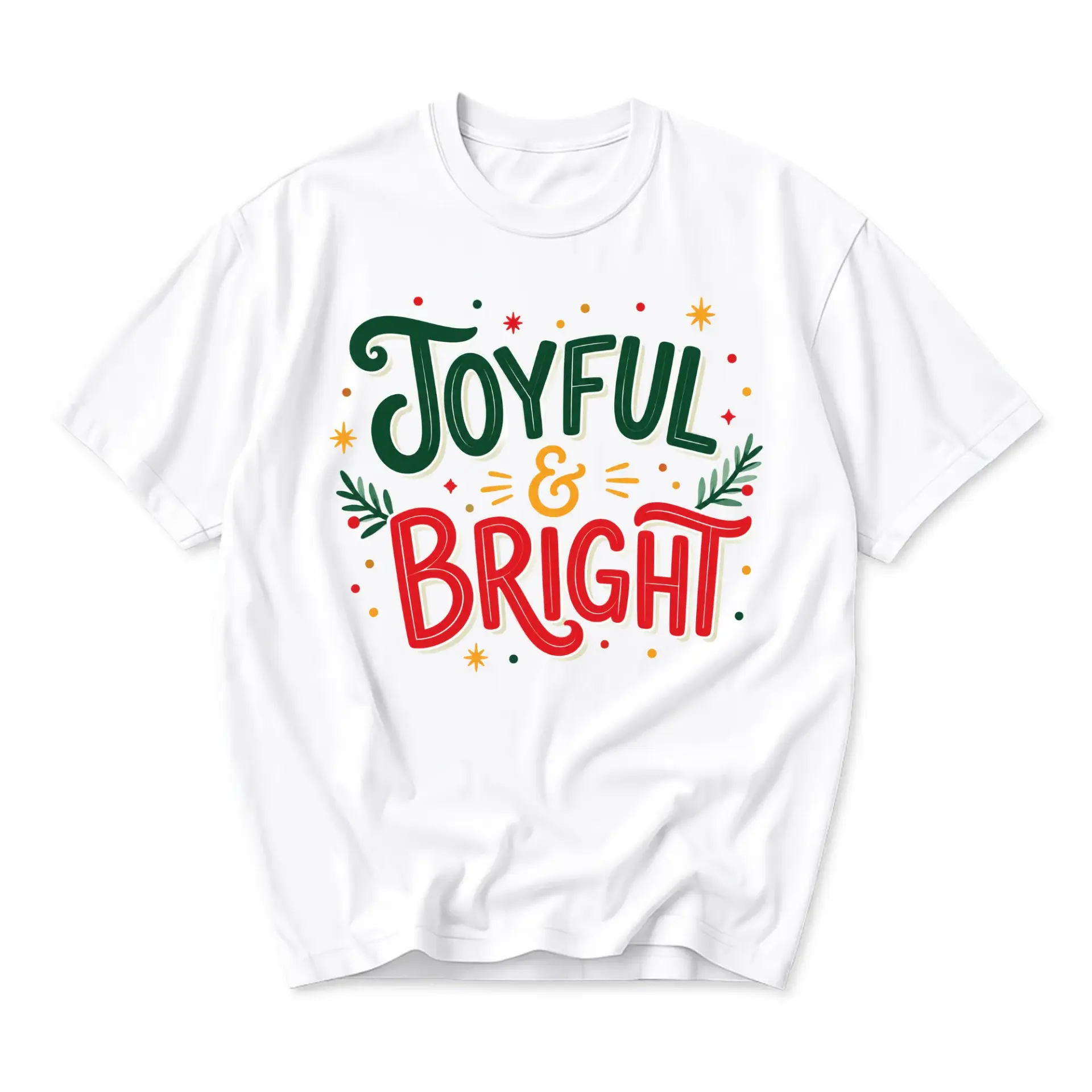 Graphic Tee Joyful and Bright Holiday Season Unisex Crew Neck T-Shirt Soft