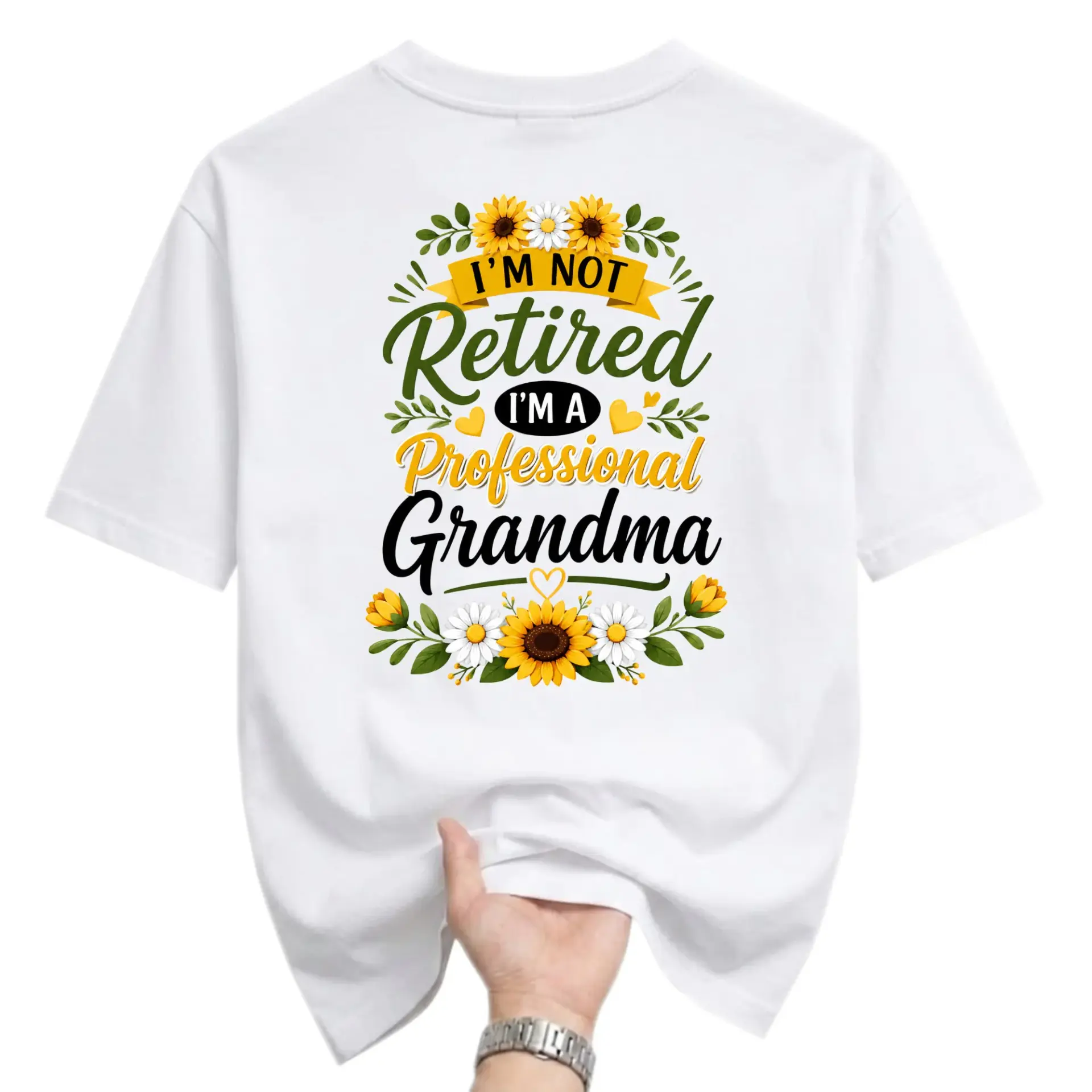 Funny Shirt I'm Not Retired a Professional Grandma Floral Graphic Tee