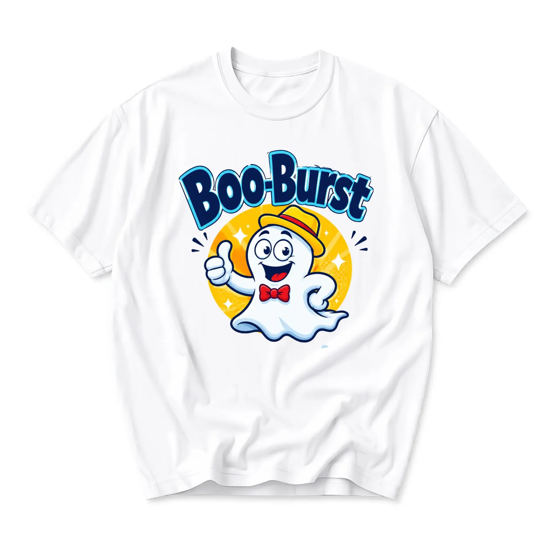 Graphic Tee Boo-Burst Cartoon Ghost Unisex Crew Neck T-Shirt Fun Illustration Casual Soft Cotton Blend Apparel