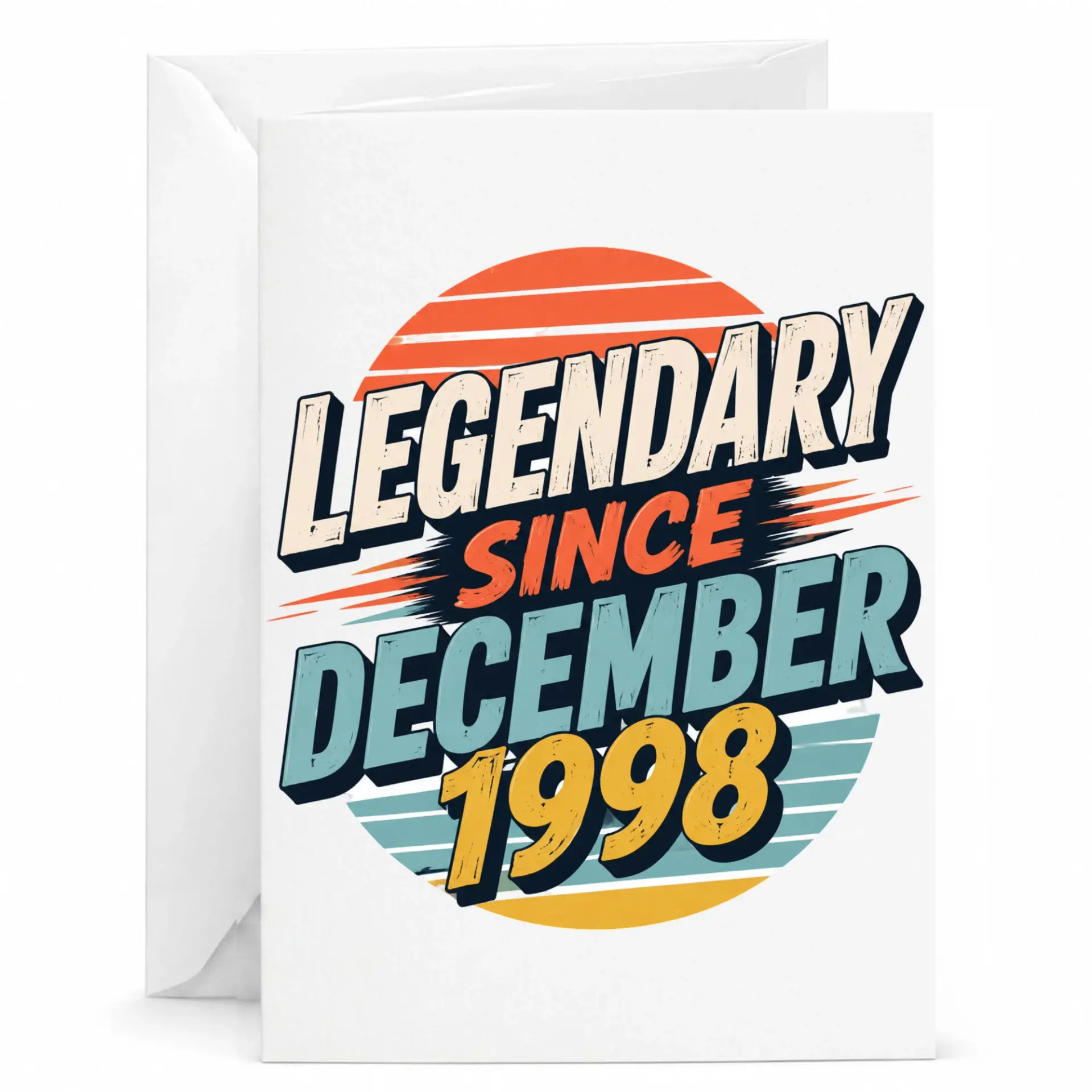 Greeting Card Legendary Since December 1998 Vintage Sunset Retro Style Birthday Celebration Stationery Note