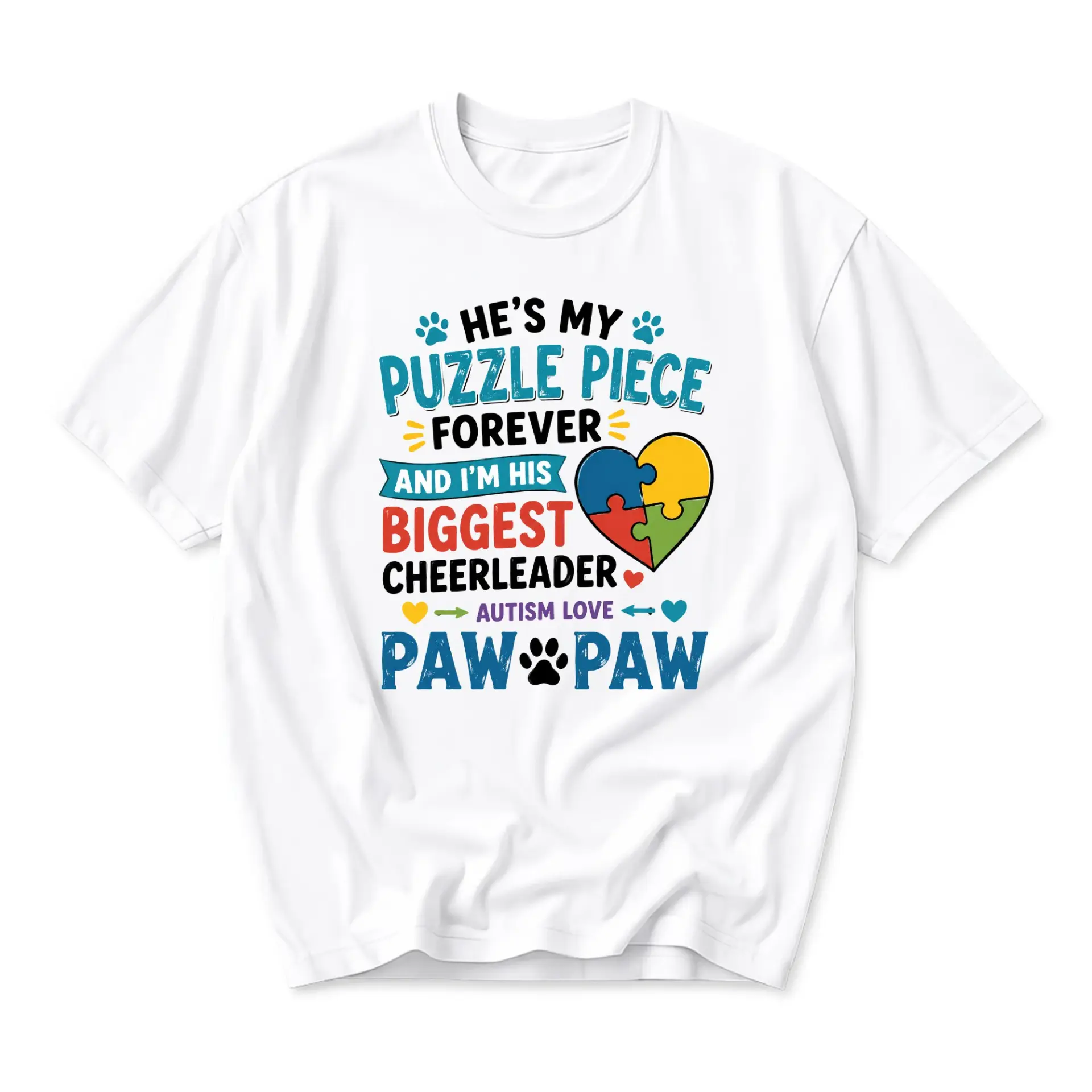 T-shirt Unisex Graphic Printed Tee He Is My Puzzle Piece Awareness Design Casual Everyday Short Sleeve Crew Neck Shirt