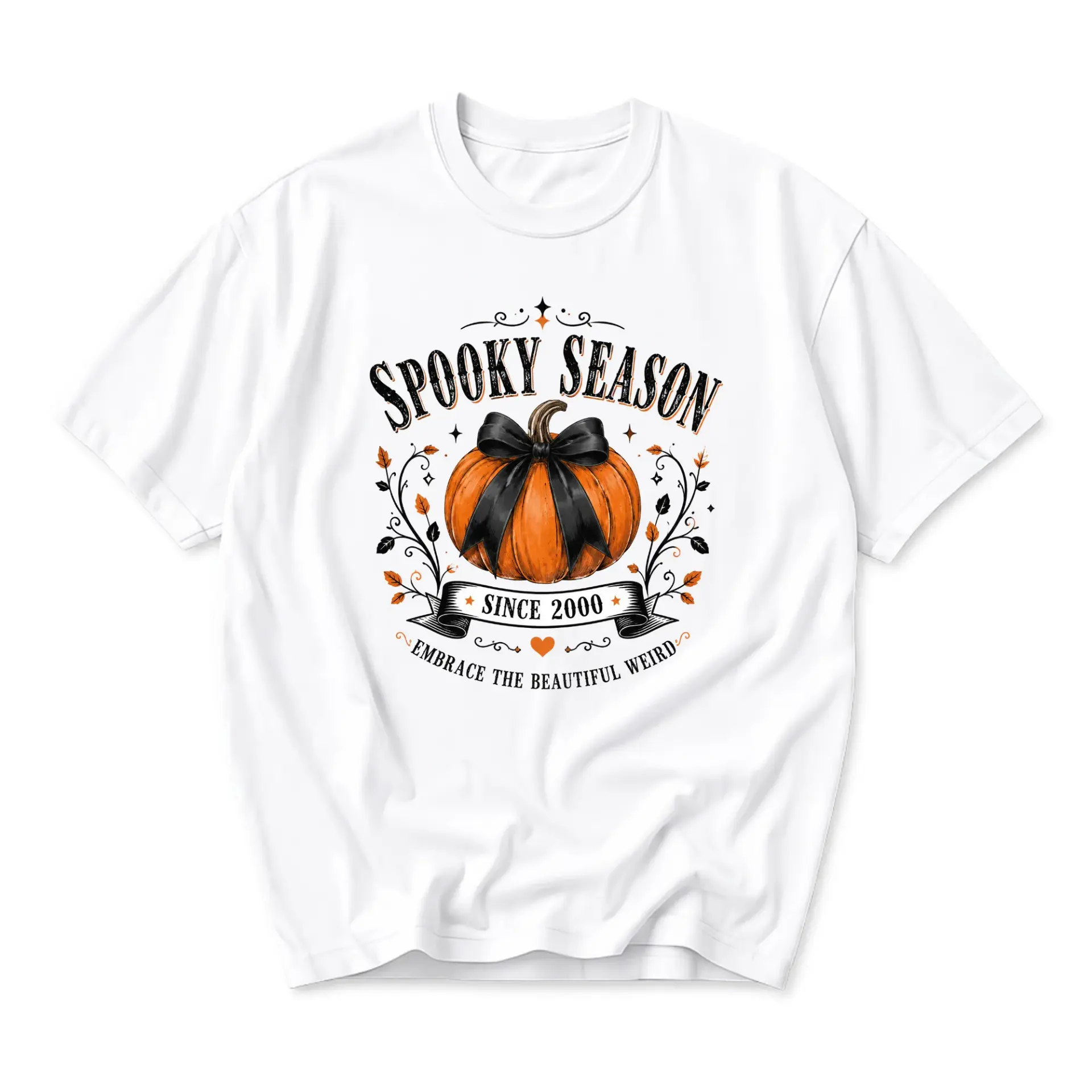 Graphic Tee Spooky Season Pumpkin Shirt Unisex Crew Neck Fall Aesthetic Apparel for Casual Everyday Style and Comfort