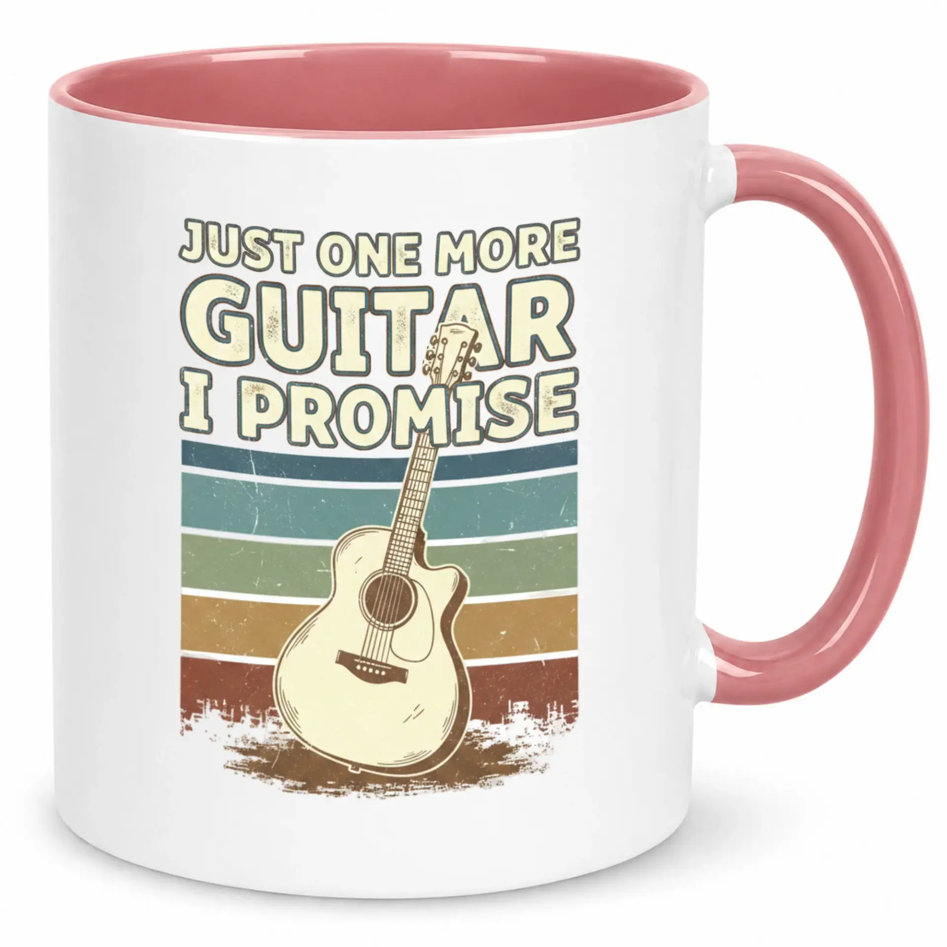 Funny Guitar Lover Ceramic Coffee Mug Just One More I Promise Vintage Style Musical Instrument Beverage Cup for Musicians