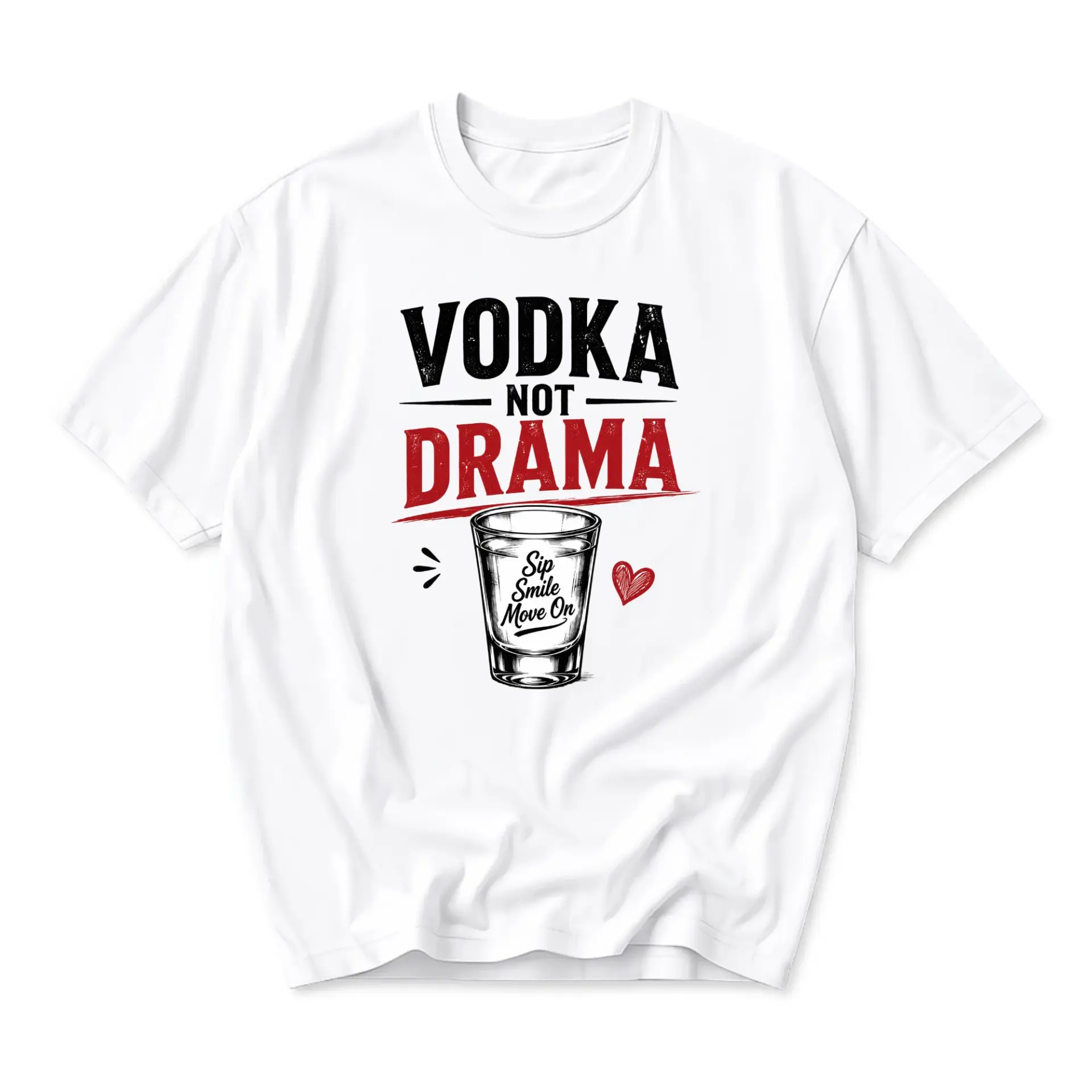 Funny Shirt Vodka Not Drama Graphic Tee Casual Unisex Crew Neck Top Short Sleeve Comfortable Cotton Blend Apparel