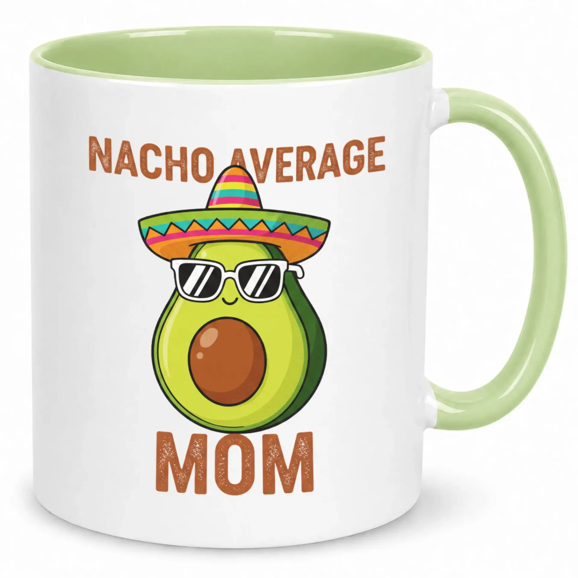 Funny Average Mom Coffee Mug with Avocado Sombrero Design Novelty Ceramic Cup for Kitchen Office Decor Great Gift Idea