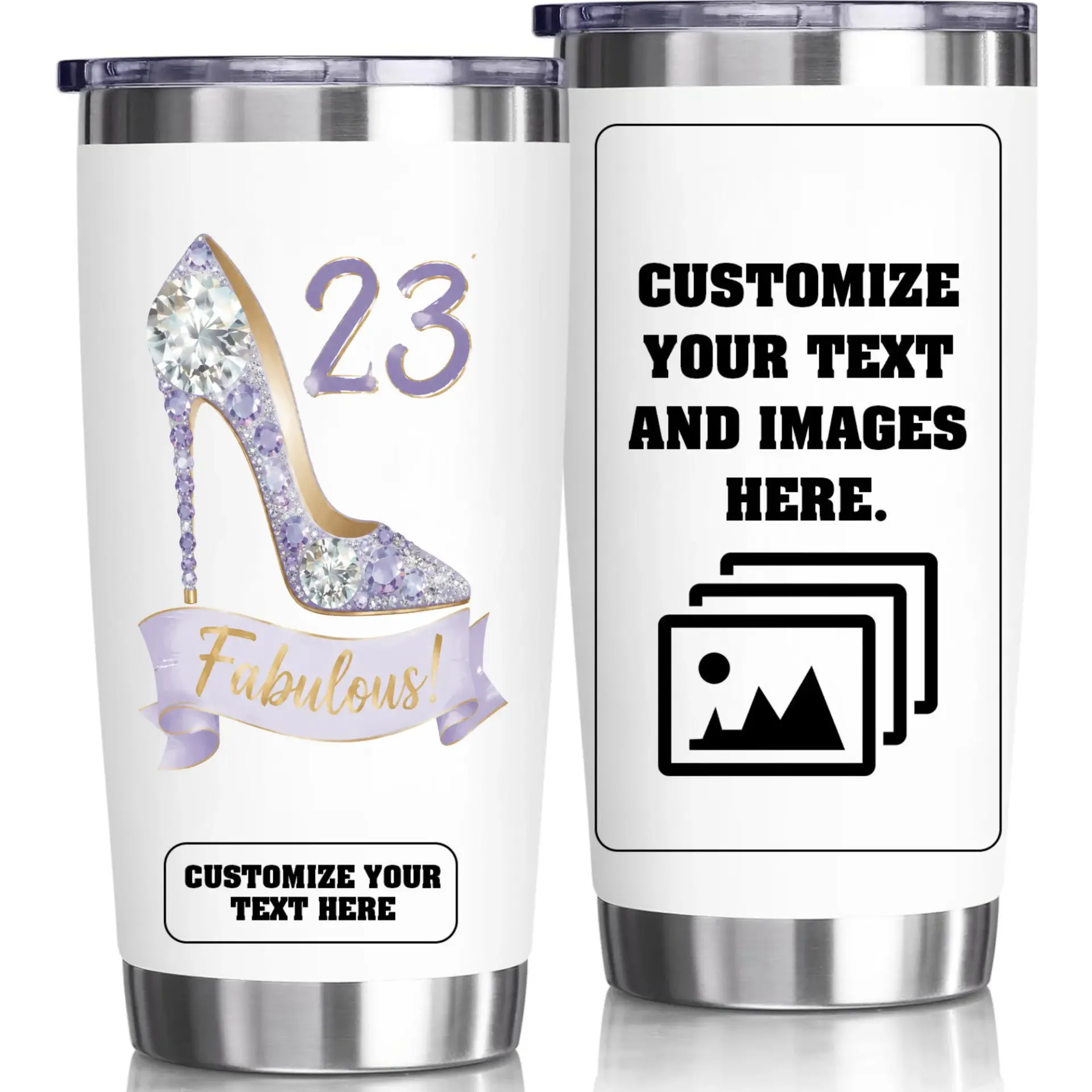 Stainless Steel Tumbler 20oz Personalized High Heel Design Travel Cup for Hot and Cold Beverages Birthday Gift Drinkware