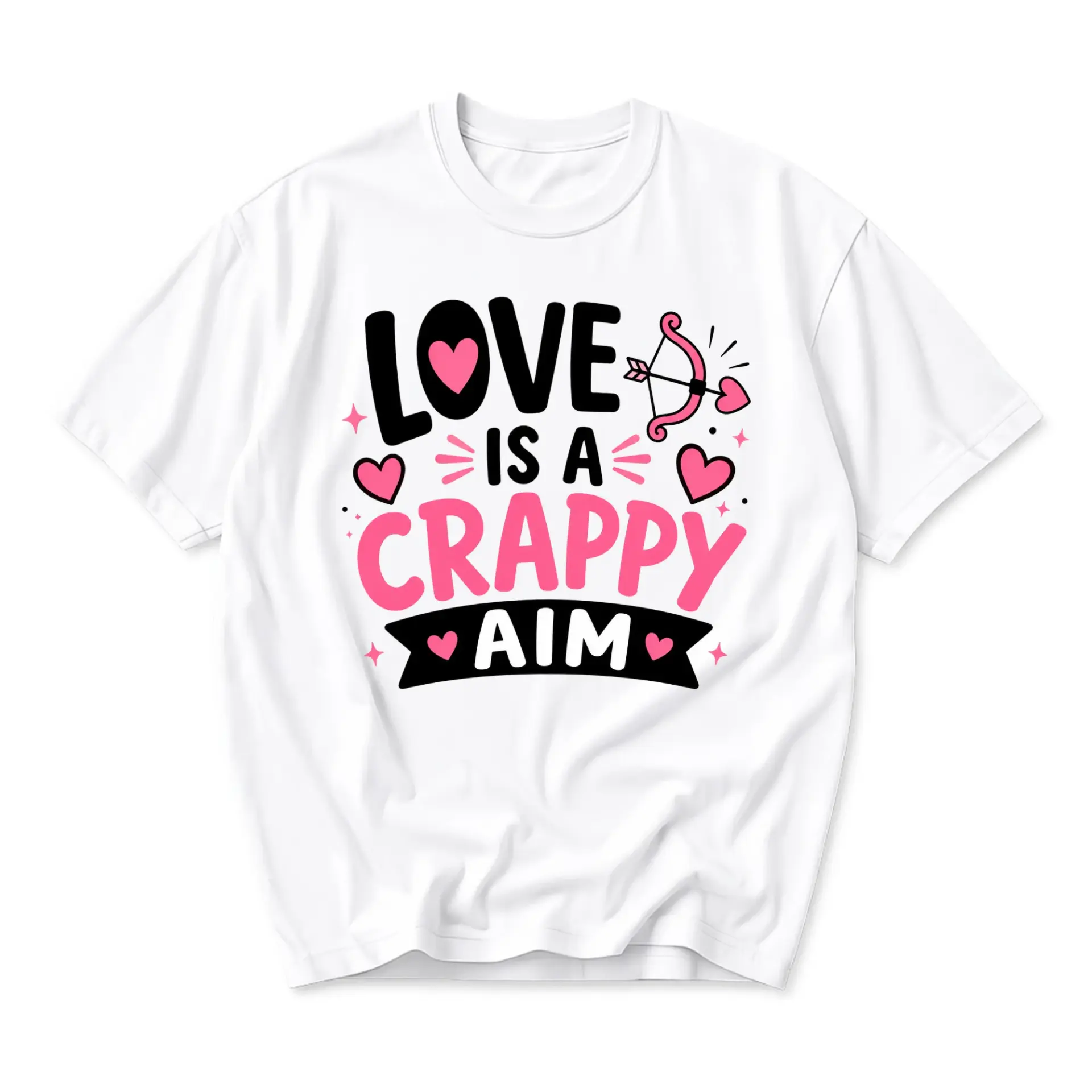 Funny Shirt Love Is a Crappy Aim Graphic Tee Unisex Casual Apparel for Everyday Outfit and Creative Self Expression