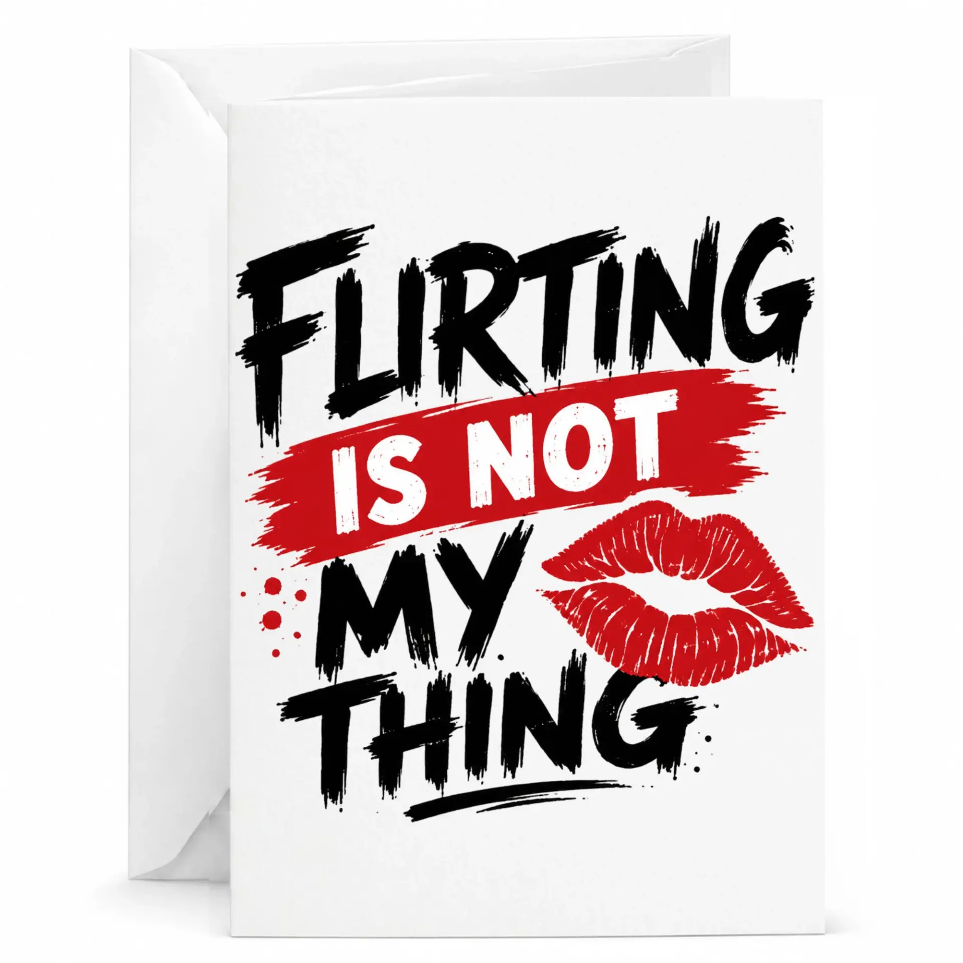 Funny Greeting Card Flirting Is Not My Thing Sarcastic Quote with Red Graphic for Friends and