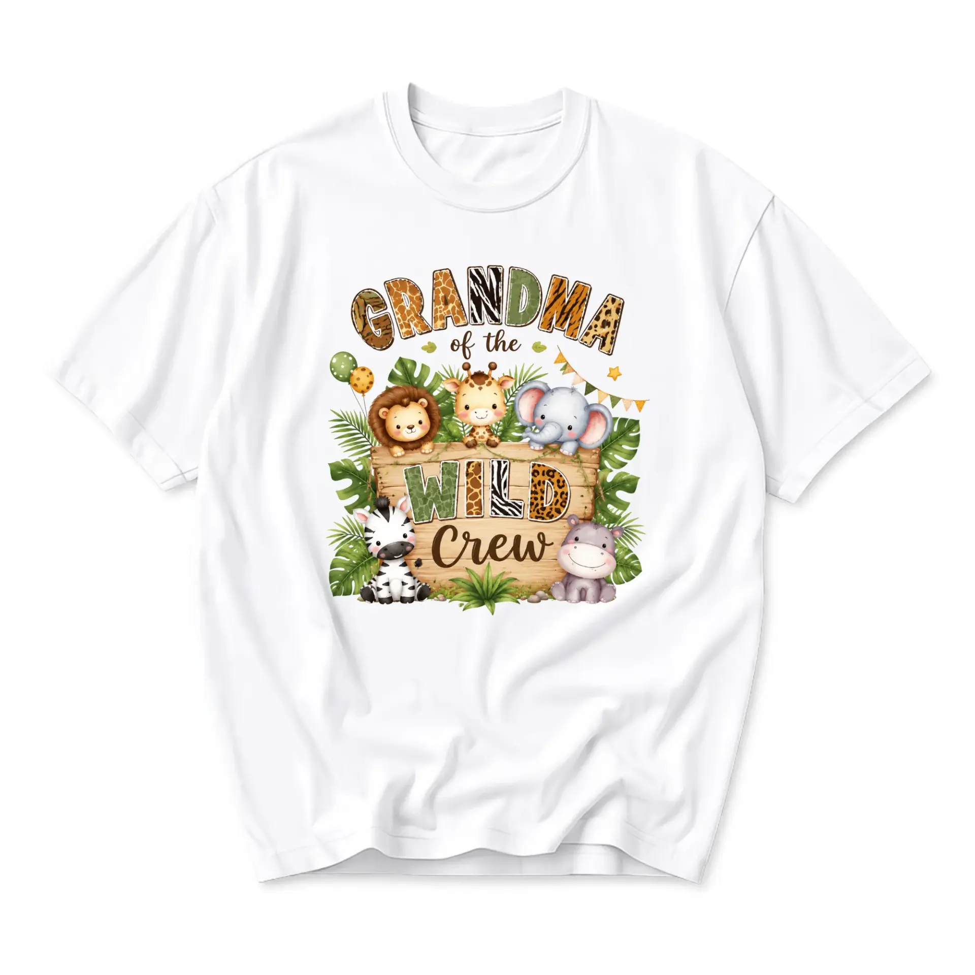 Graphic Tee Grandma of the Wild Crew Safari Print Shirt Unisex Casual Neck