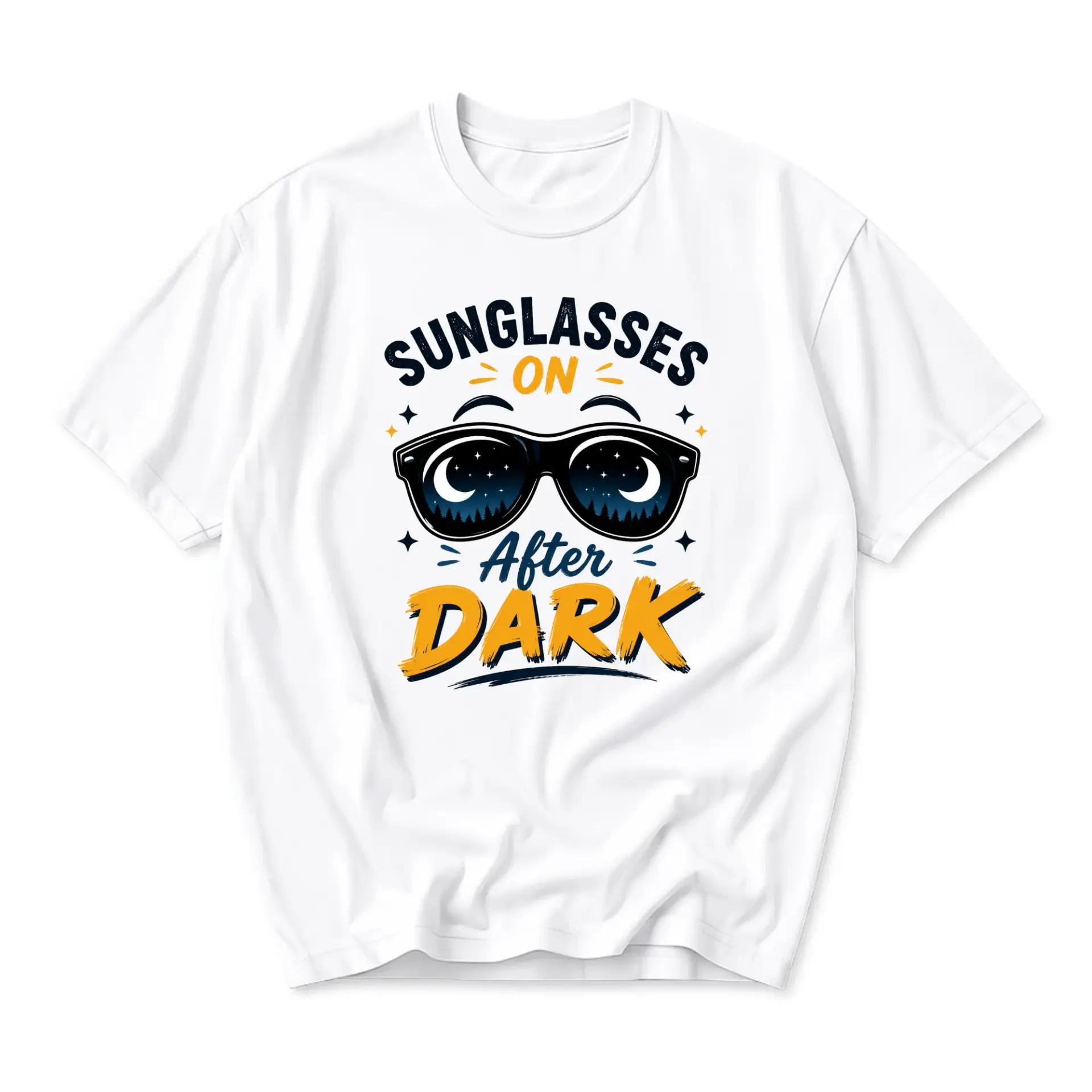 Funny Shirt Sunglasses on After Dark Graphic Tee Casual Unisex Short Sleeve Crew Neck Cotton Blend Top for Everyday Wear