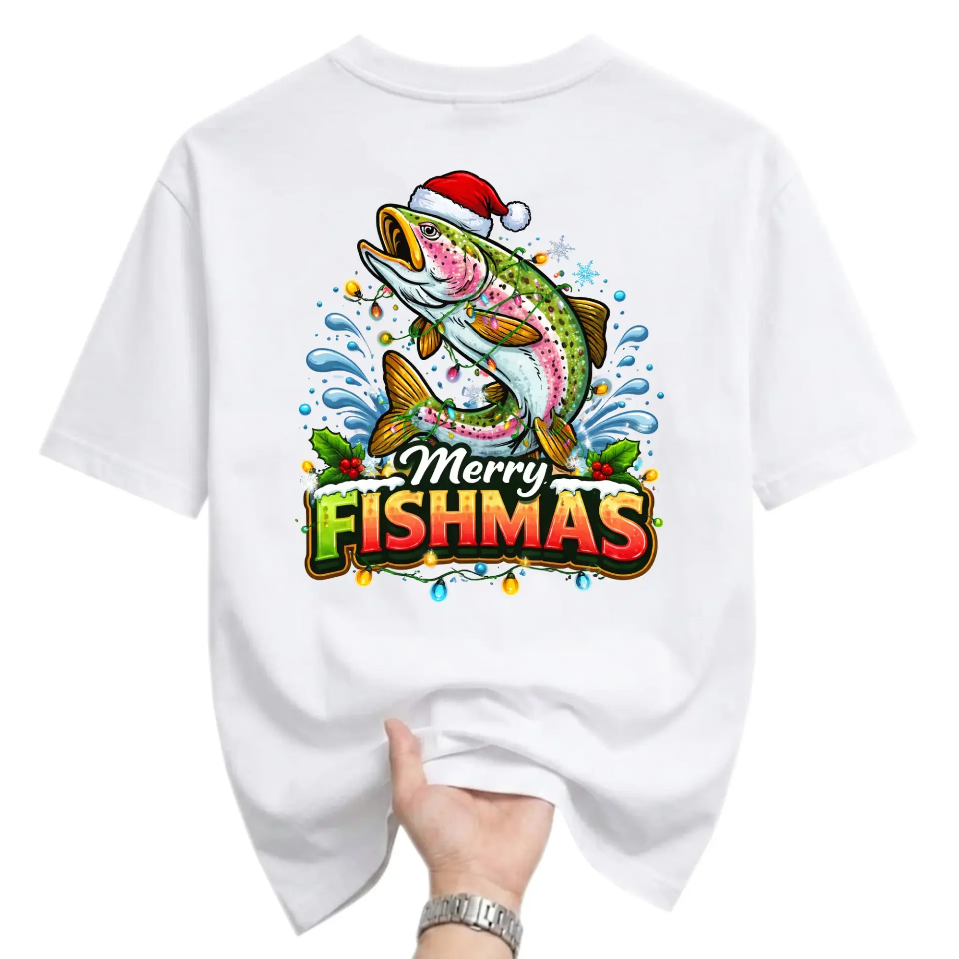 Funny Shirt Merry Fishmas Holiday Graphic Tee Unisex Casual Apparel for Fishing Enthusiasts and Celebrations