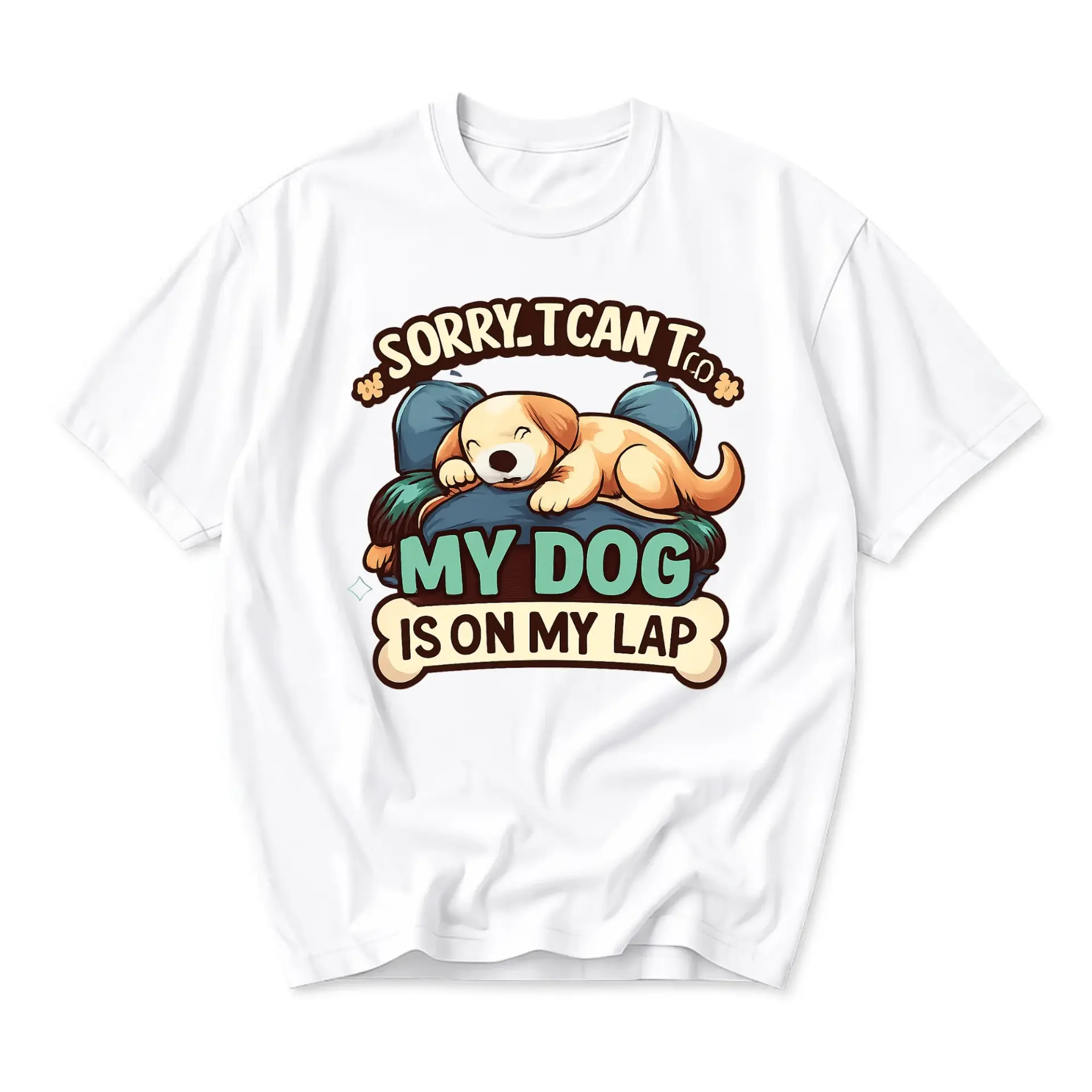 Funny Shirt I Can't Is on My Lap Cute Puppy Graphic Tee Unisex Casual Crew