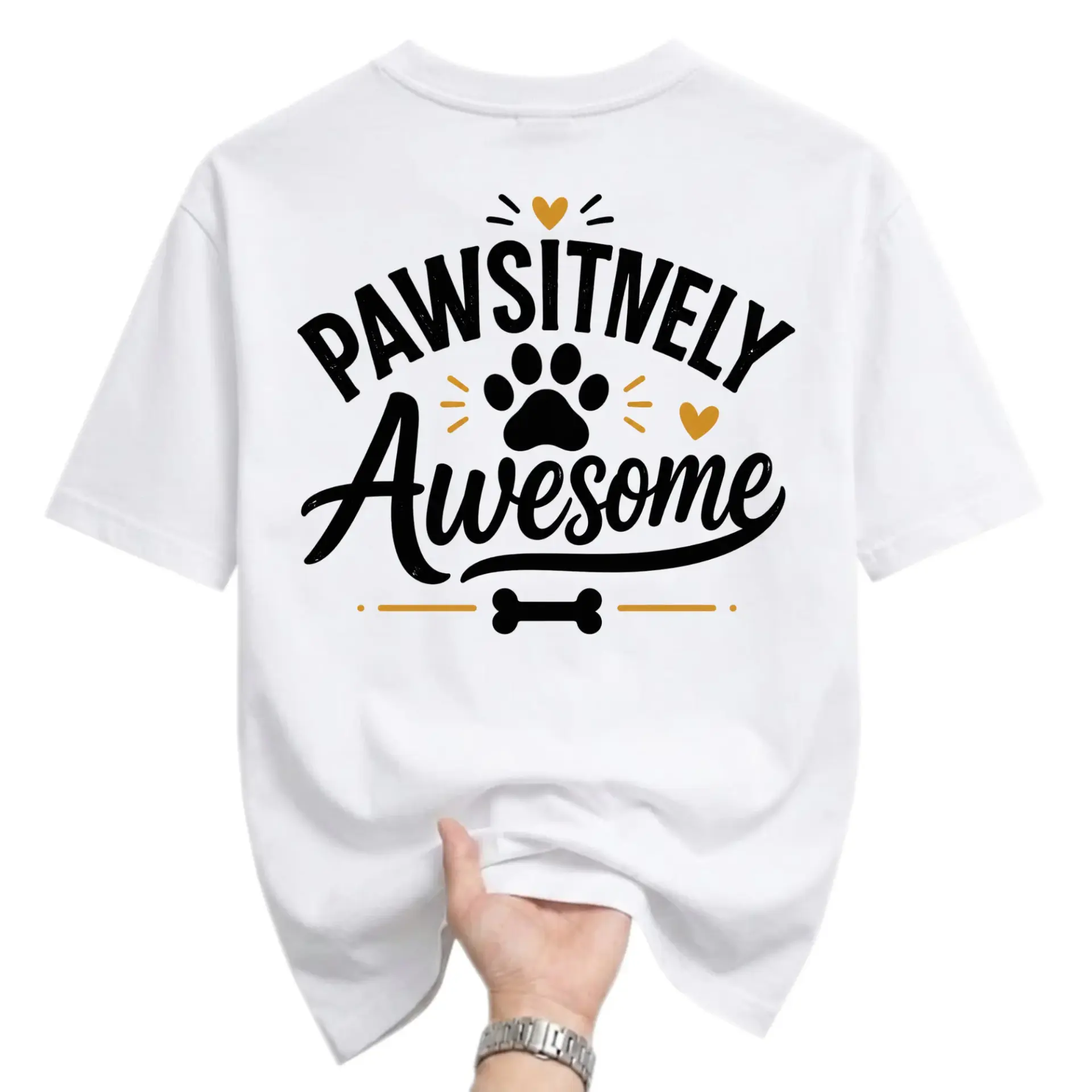 Funny Shirt Pawsitnely Awesome Graphic Tee Pet Lover Apparel Unisex Casual