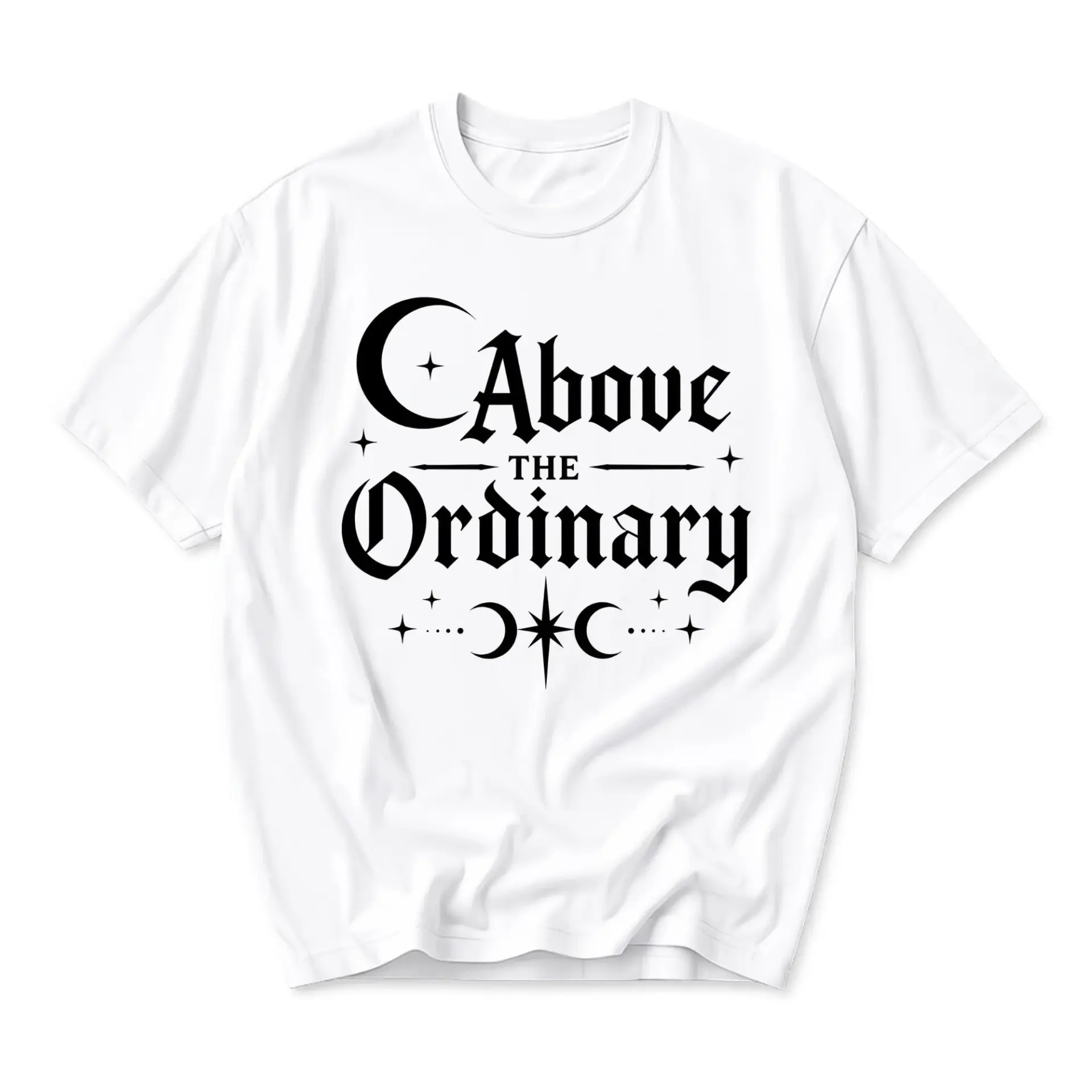 Graphic Tee Above the Ordinary Celestial Moon Star Design Unisex Crew Neck Soft Cotton Casual Apparel White