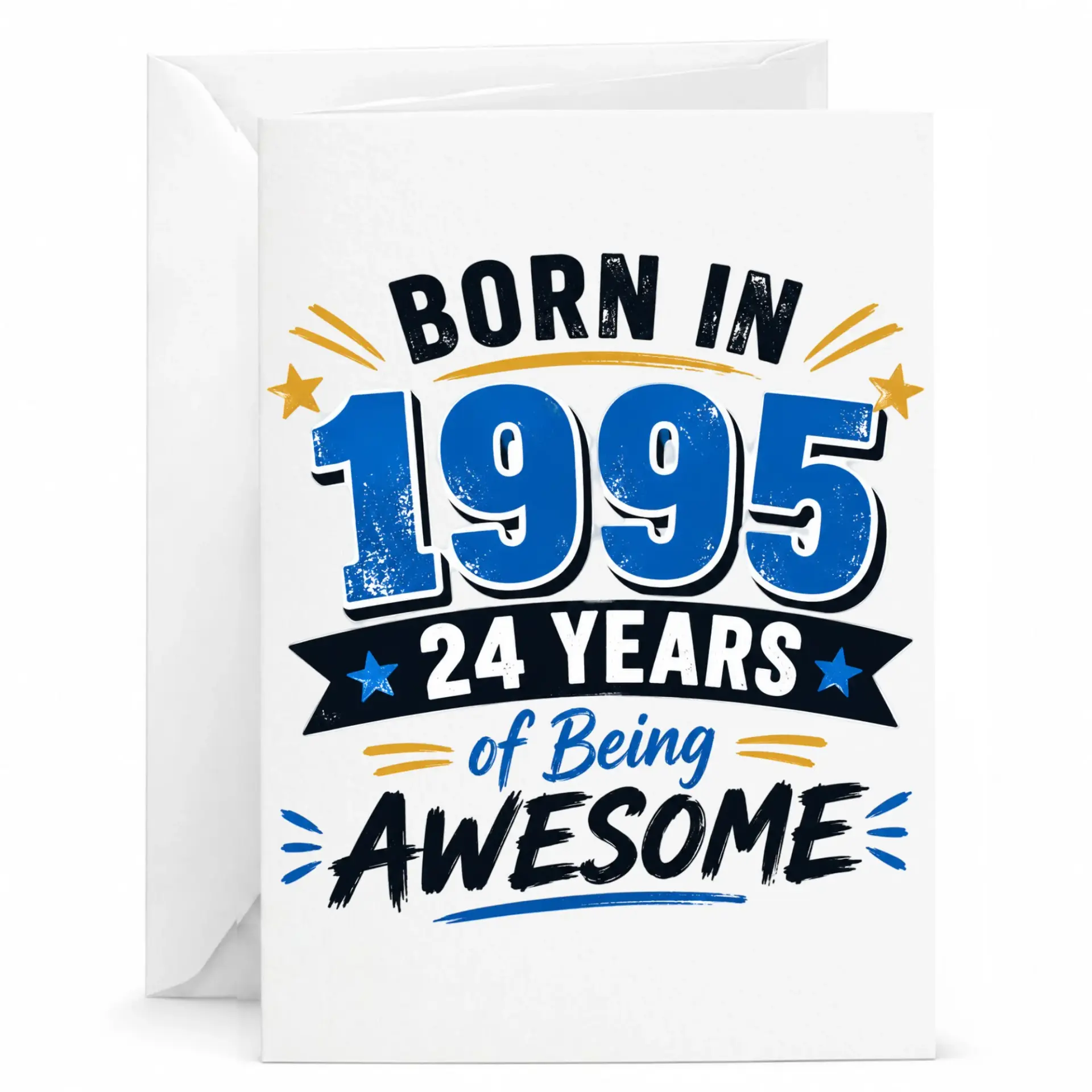 Birthday Card Born in 1995 24 Years of Being Awesome Greeting Card for Milestone Birthday Celebrations with Envelope