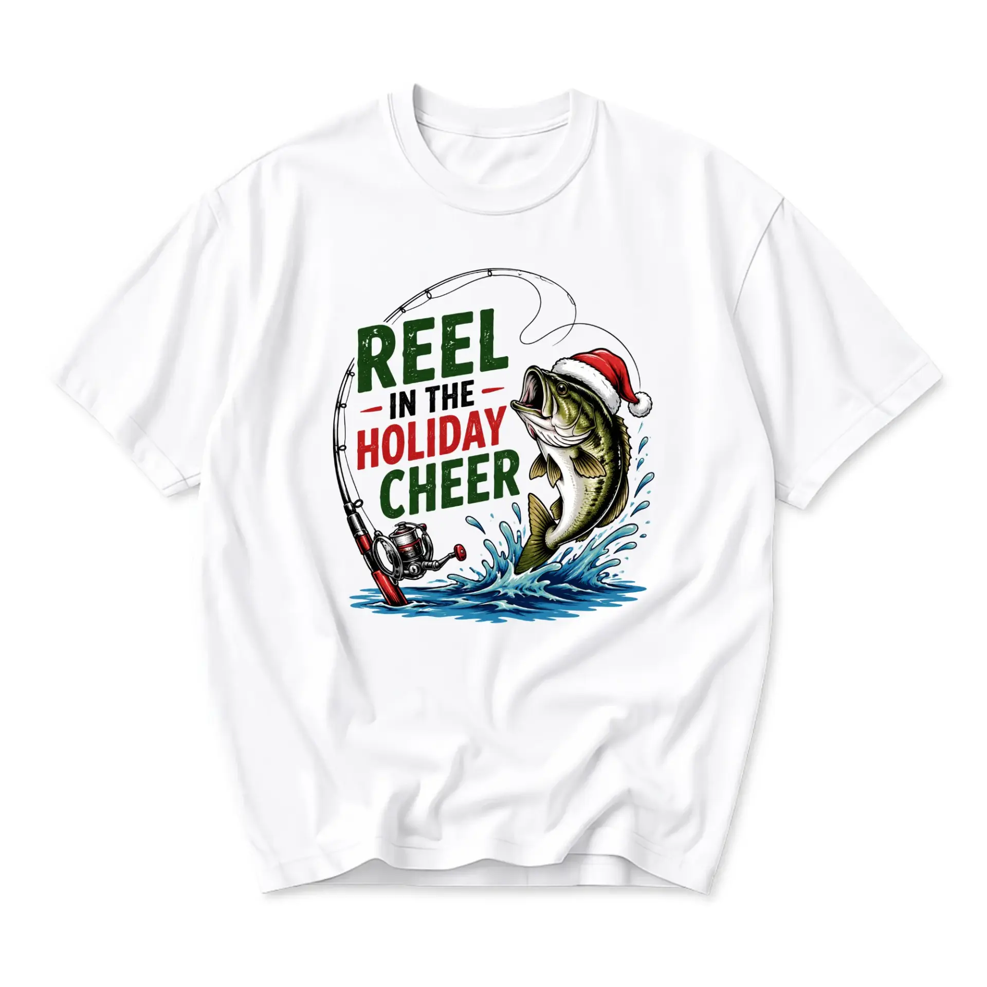 Funny Shirt Reel in the Holiday Cheer Graphic Tee Unisex Fishing Christmas