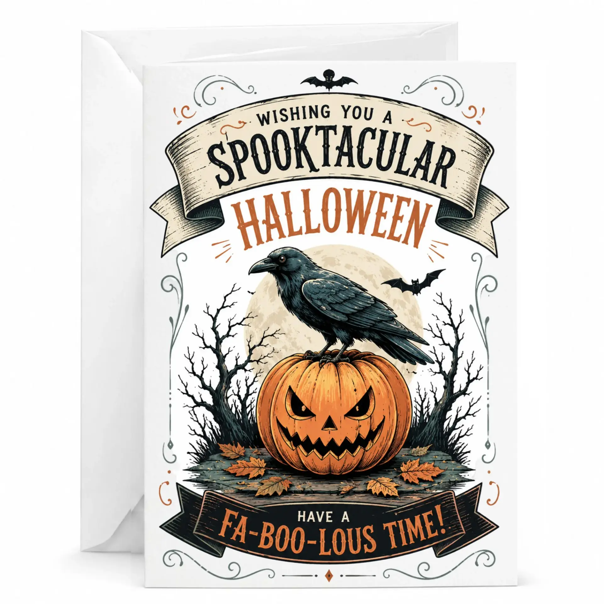 Holiday Greeting Card Spooktacular Halloween and Pumpkin Design