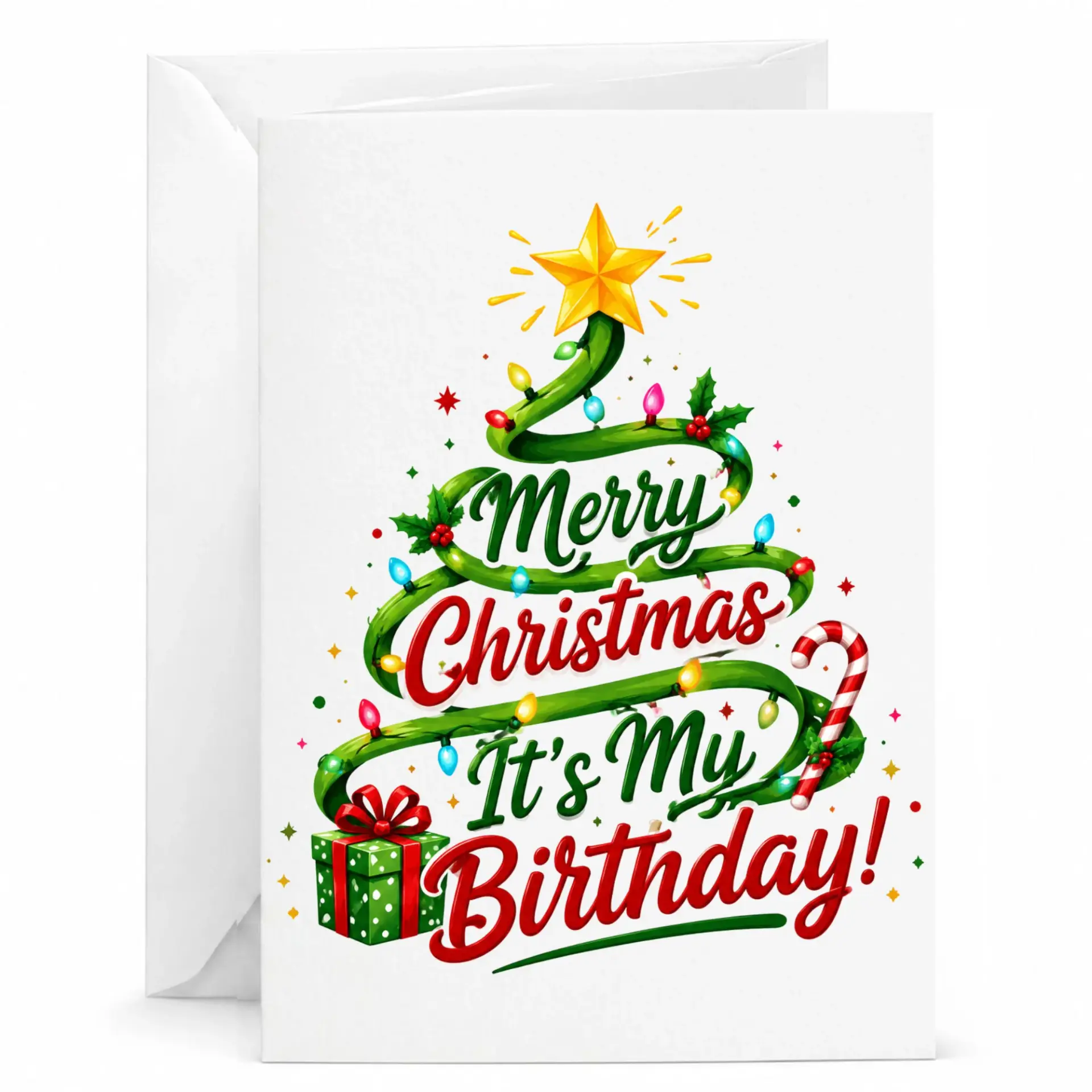 Funny Birthday Card Merry Christmas It Is My Birthday Holiday Greeting Card for December Birthdays Festive Seasonal Art