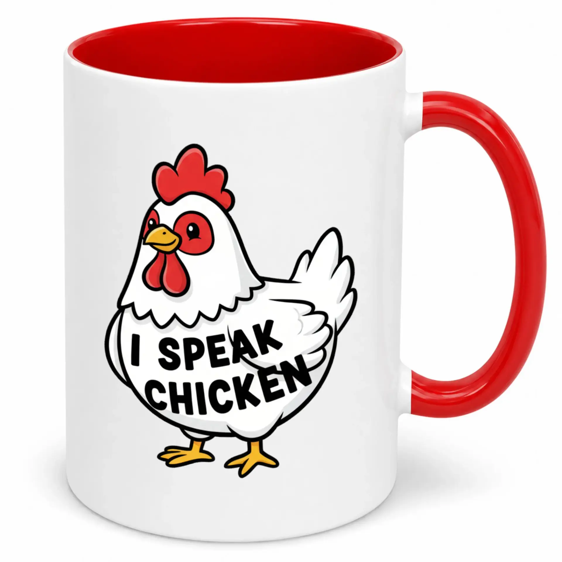 Funny Chicken Coffee Mug for Farm Animal Lovers Unique Ceramic Beverage Cup with Humorous 'i Speak Chicken' Design