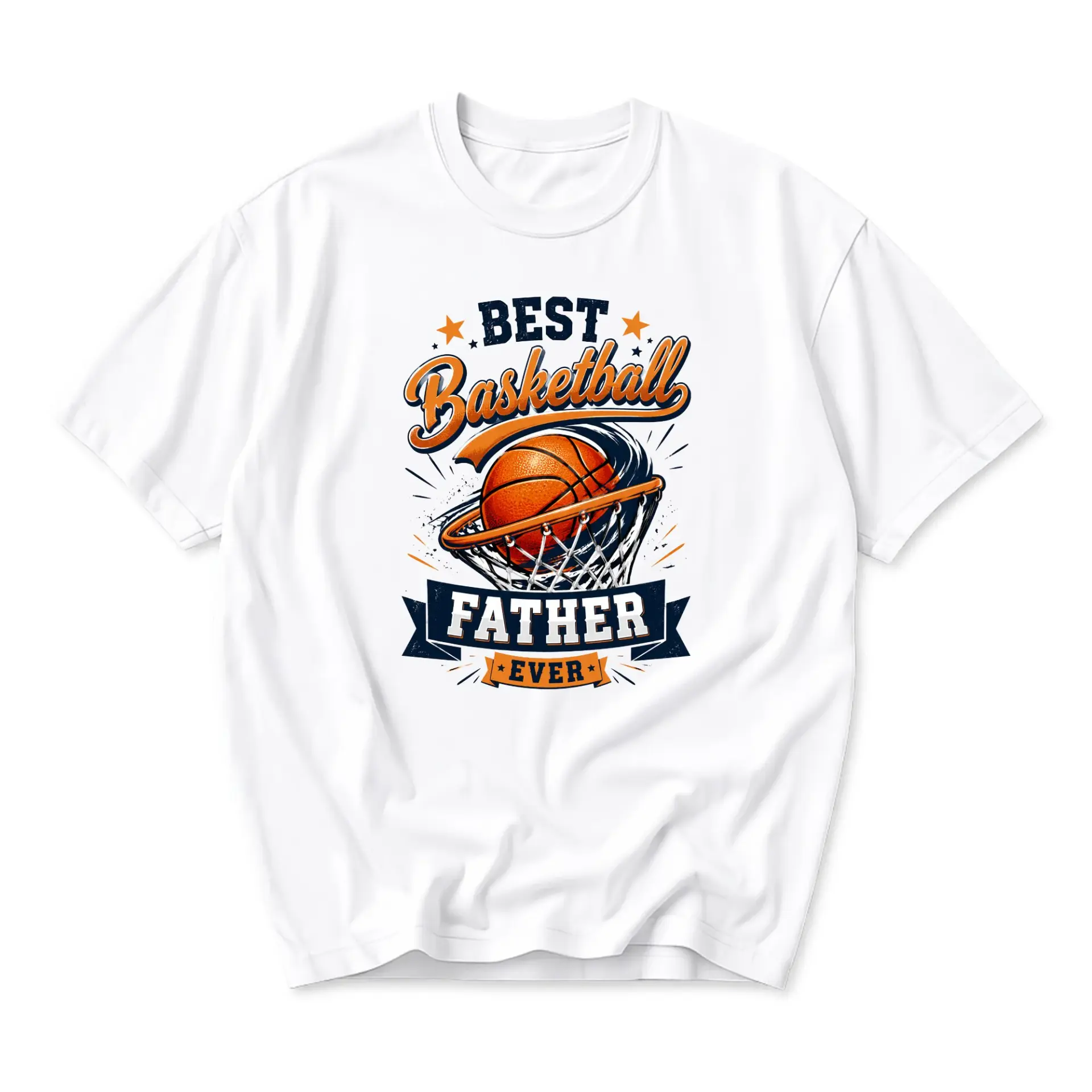 Funny Shirt Best Basketball Father Ever Graphic Tee Unisex Crew Neck Casual Sports Themed Apparel for Men and Women