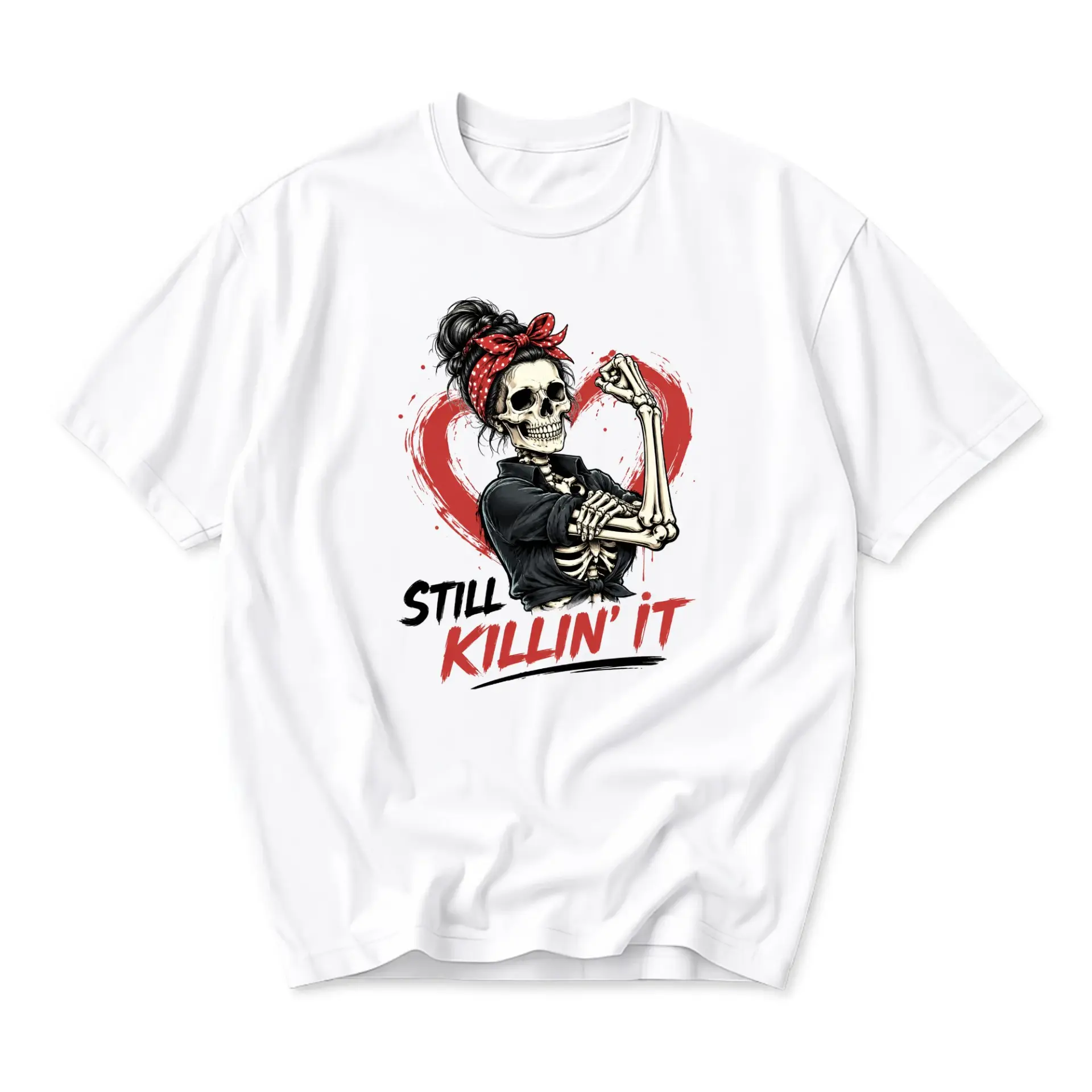 Funny Shirt Still Killin It Skeleton Graphic Tee Unisex Cotton Blend Casual Crew Neck Soft Breathable Comfortable Top