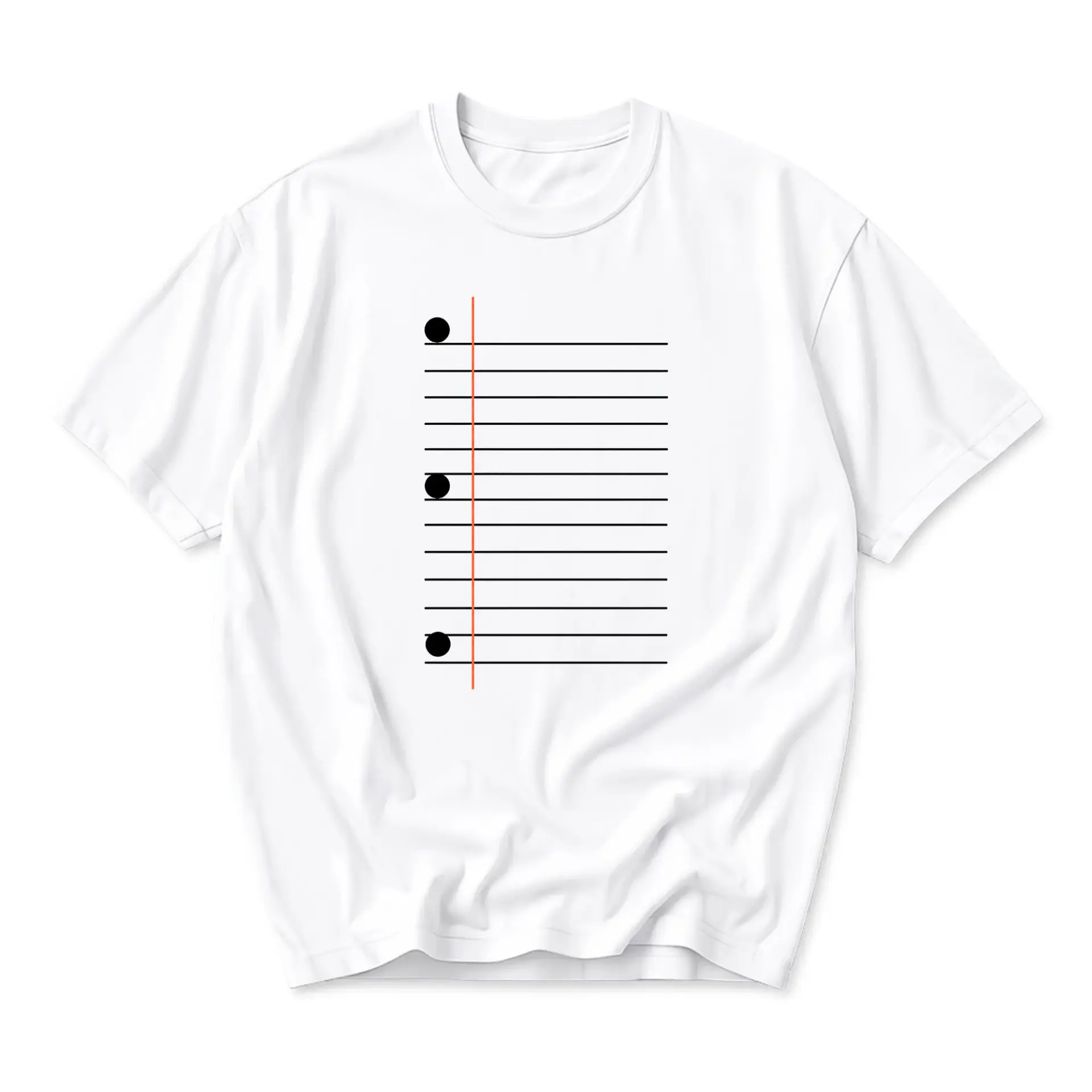 Graphic Tee Notebook Paper Design Unisex Crew Neck Short Sleeve Shirt Minimalist Aesthetic White Cotton Apparel