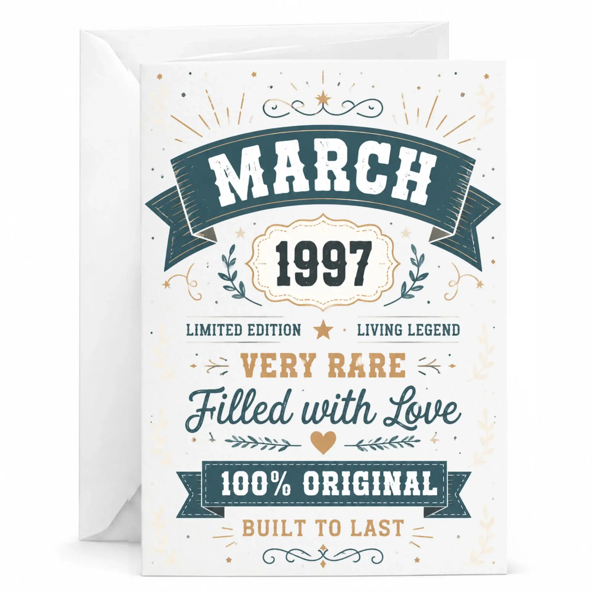 Greeting Card for March 1997 Born Limited Edition Living Legend Birthday Stationery for Milestone Birthday Celebration