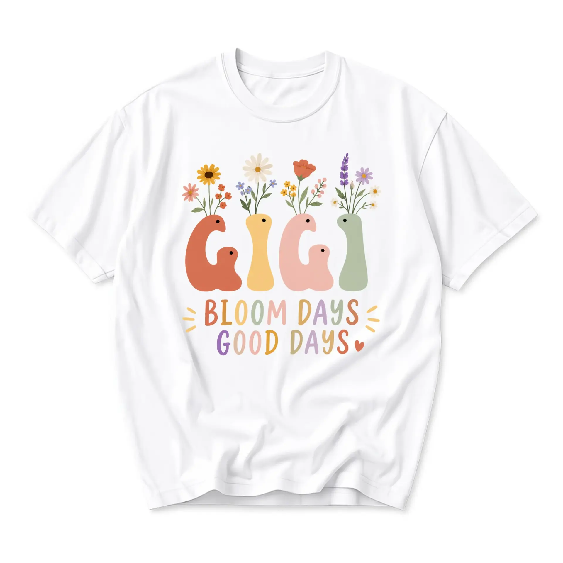 Graphic Tee Flower Vase Design Gigi Bloom Days Good Unisex Crew Neck Soft Cotton Casual Everyday Apparel