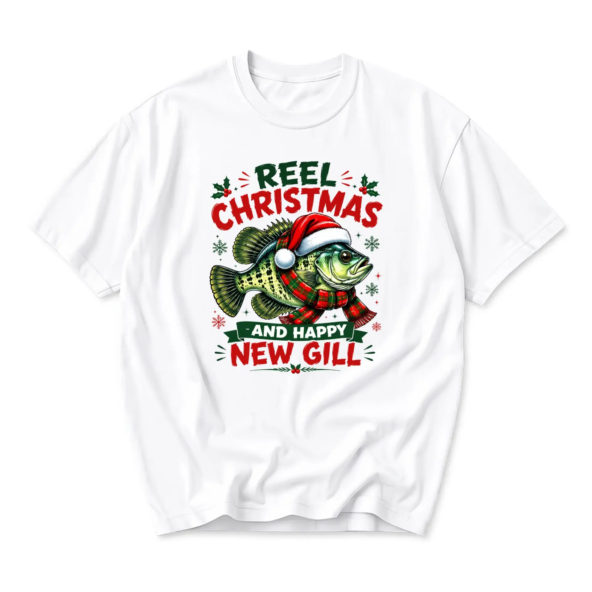 Funny Shirt Reel Christmas and Happy New Gill Graphic Tee Unisex Crew Neck