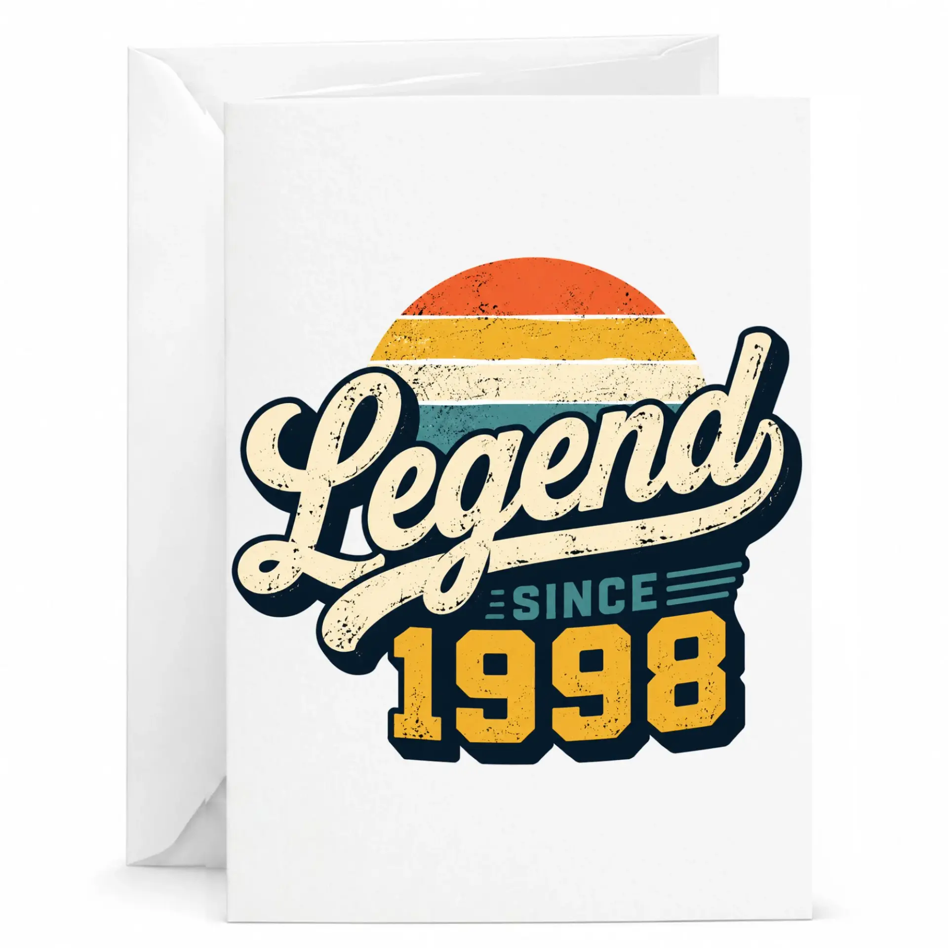 Greeting Card Legend Since 1998 Vintage Retro Style Birthday Party Stationery for Milestone Celebration Anniversary