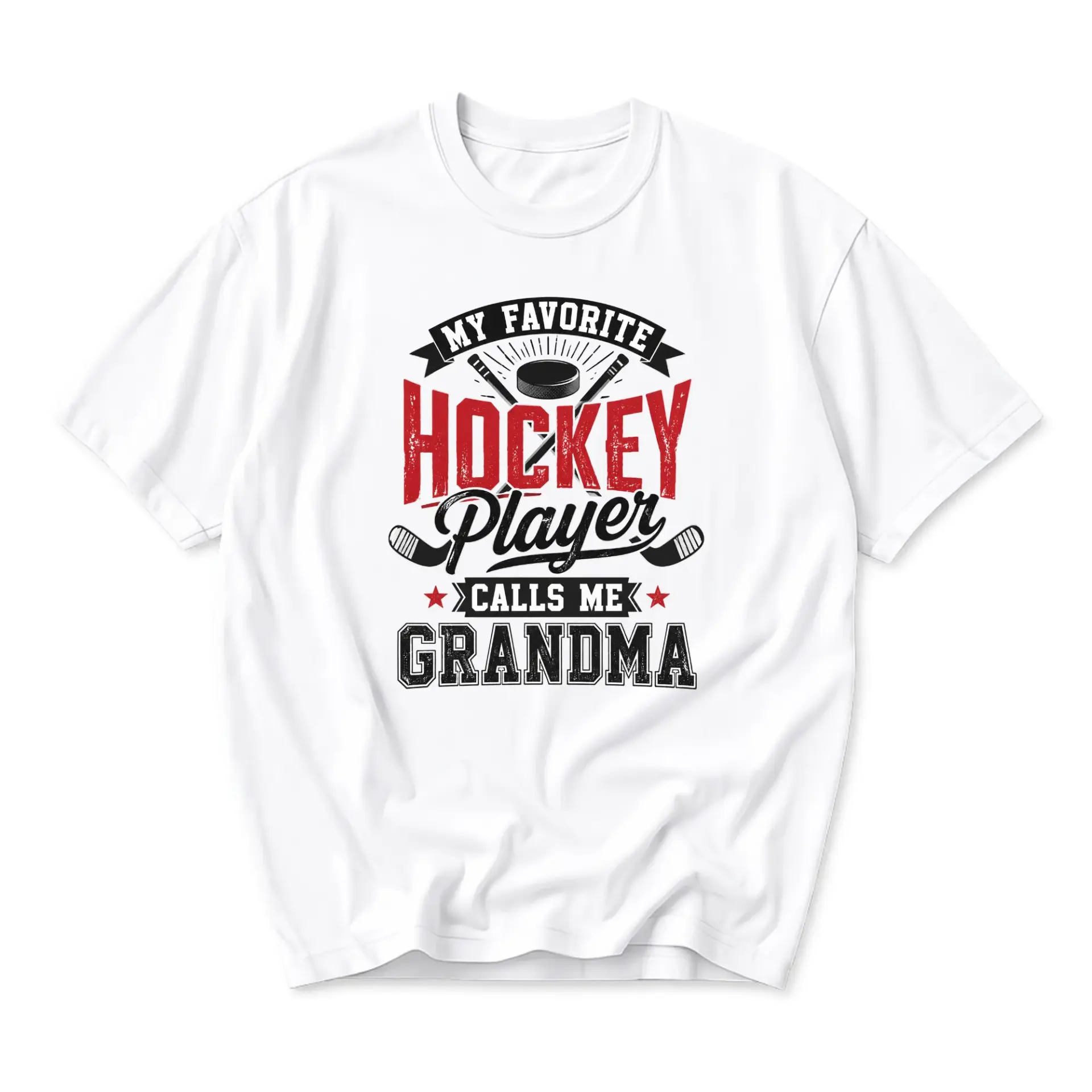 Funny Shirt My Favorite Hockey Player Calls Me Grandma Graphic Tee Sport