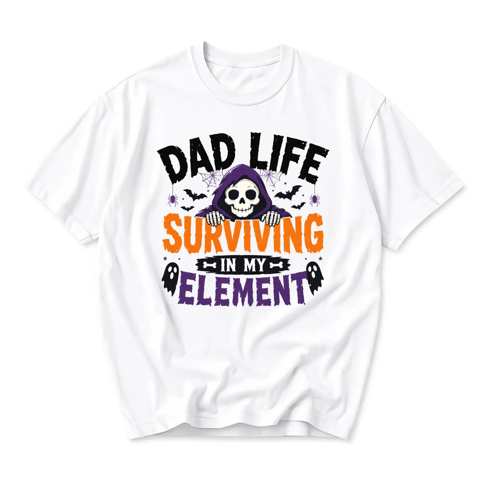 Funny Shirt Dad Life Surviving in My Element Graphic Tee Unisex Halloween Inspired Crew Neck Short Sleeve Casual Cotton Top