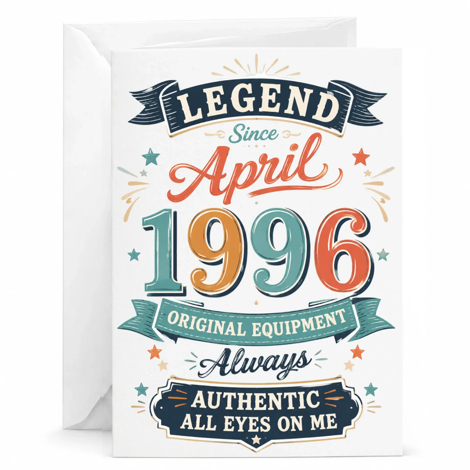 Birthday Card Legend Since April 1996 Original Equipment Authentic Greeting Card for Milestone Celebration and Anniversary