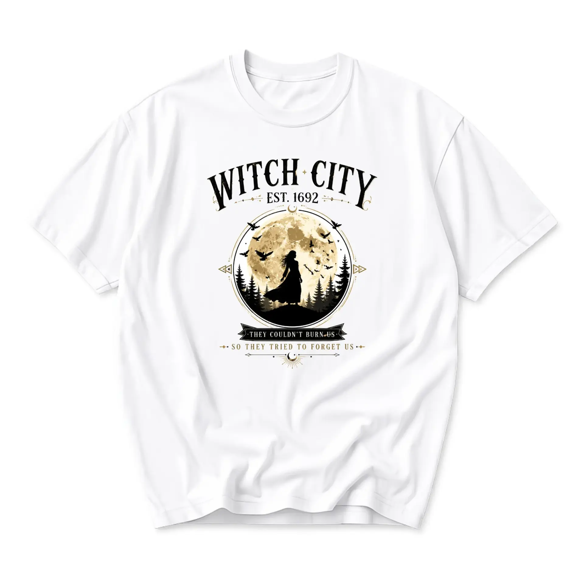 T-shirt Witch City Graphic Tee Aesthetic Occult Inspired Unisex Short Sleeve Casual Everyday Apparel Crew Neck Top