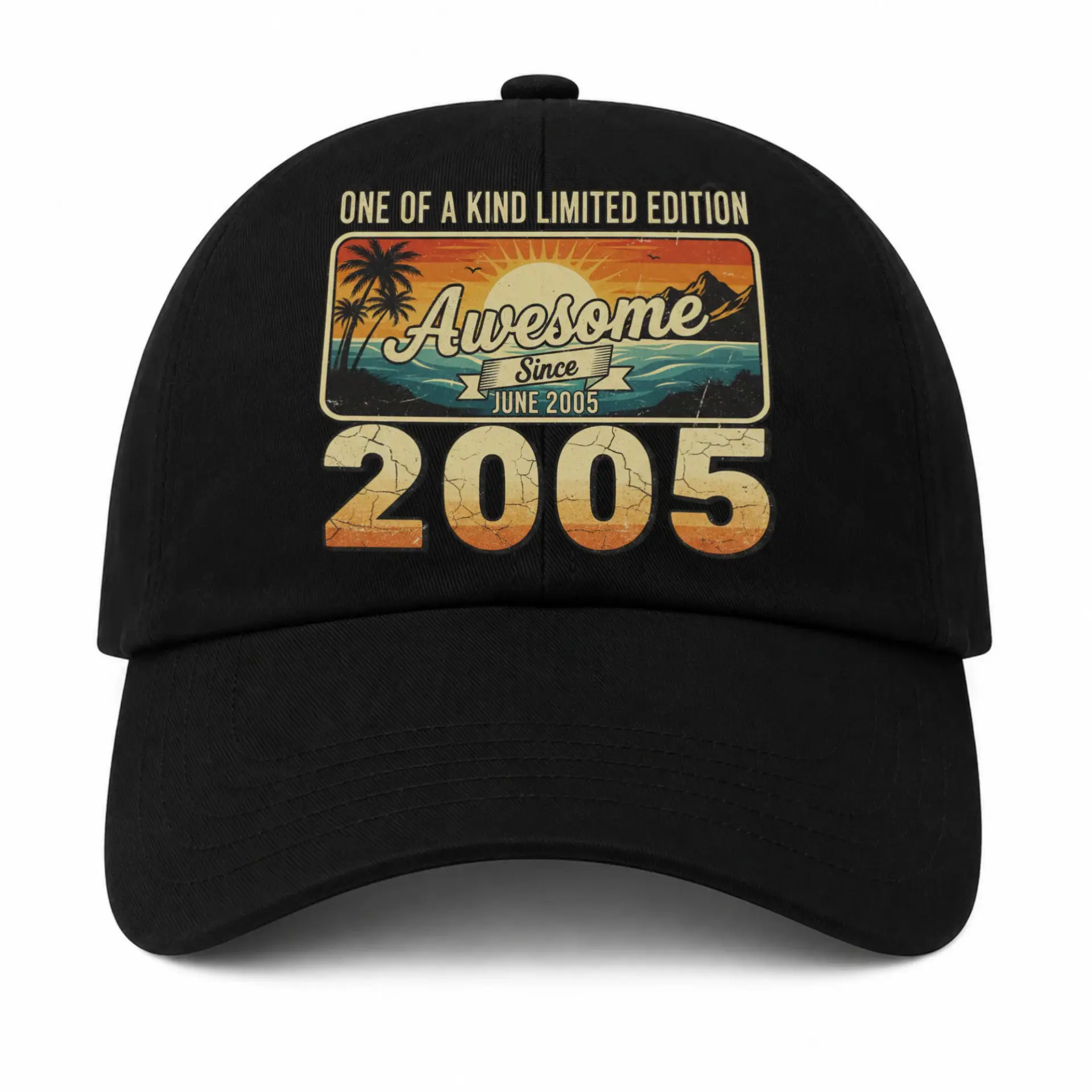 Baseball Cap Awesome Since June 2005 Vintage Sunset Graphic Cotton Hat