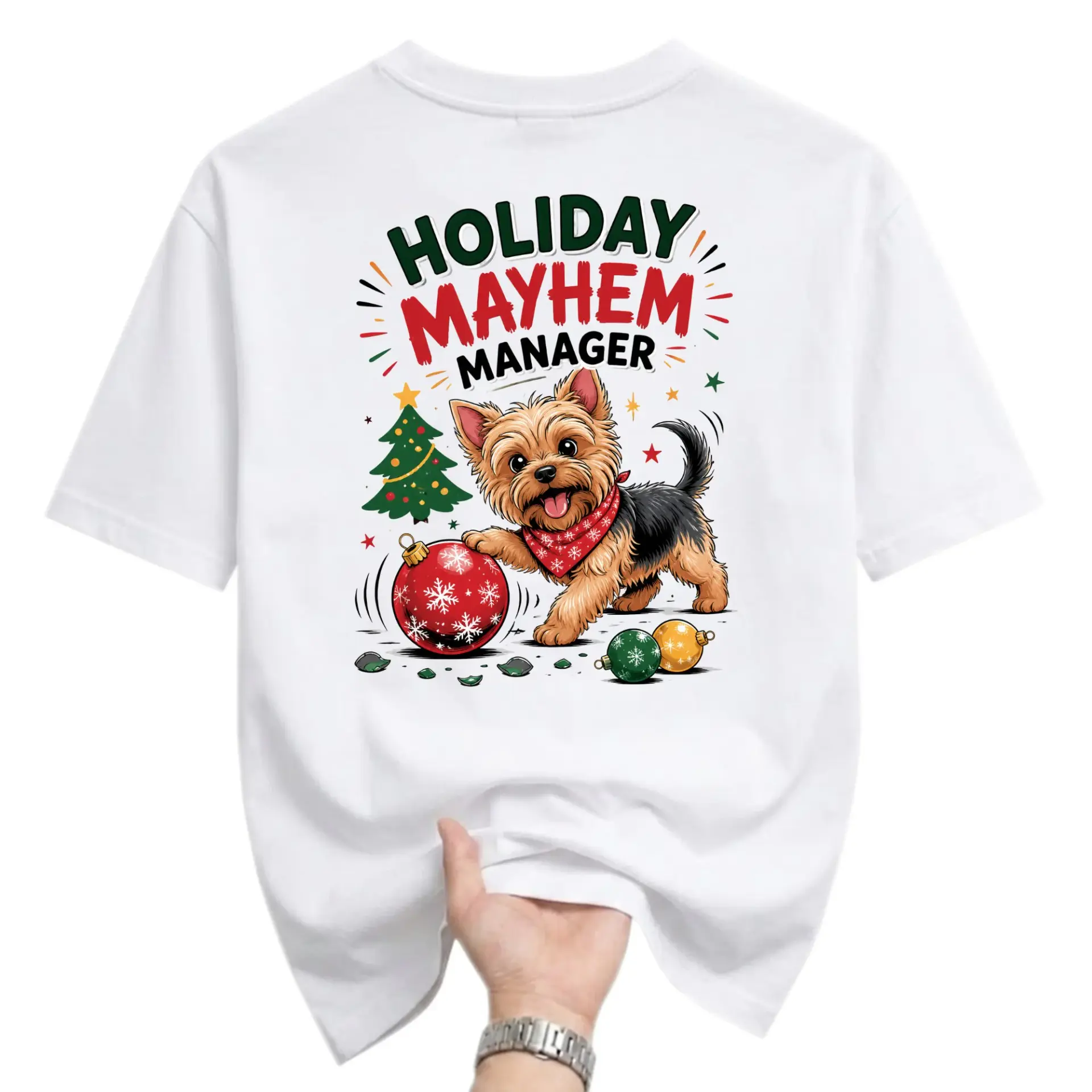 Funny Shirt Holiday Manager Graphic Tee Cute Puppy Christmas Ornament