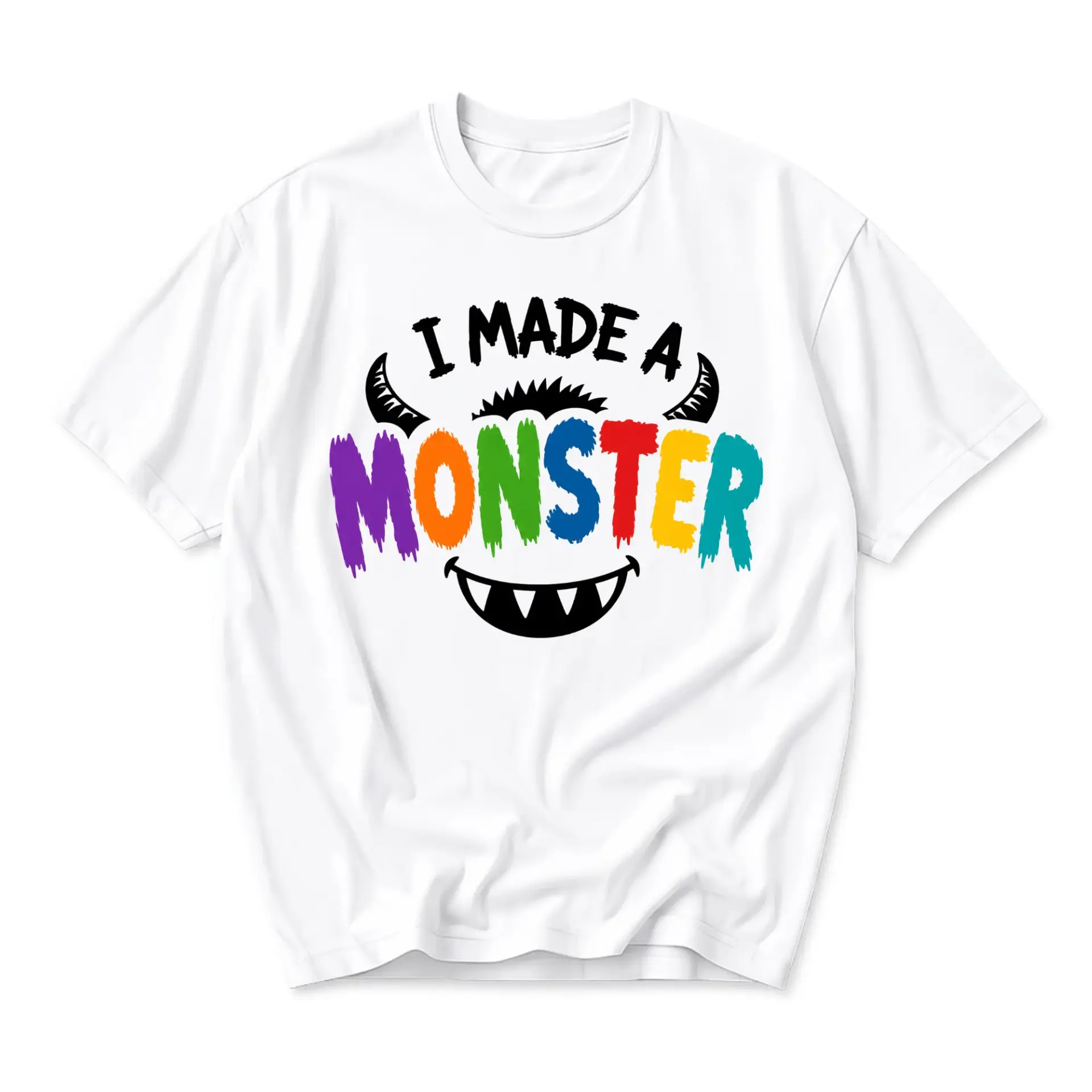 Funny Shirt I Made a Monster Graphic Tee Unisex Crew Neck Short Sleeve Casual Cotton Blend Top for Everyday Wear