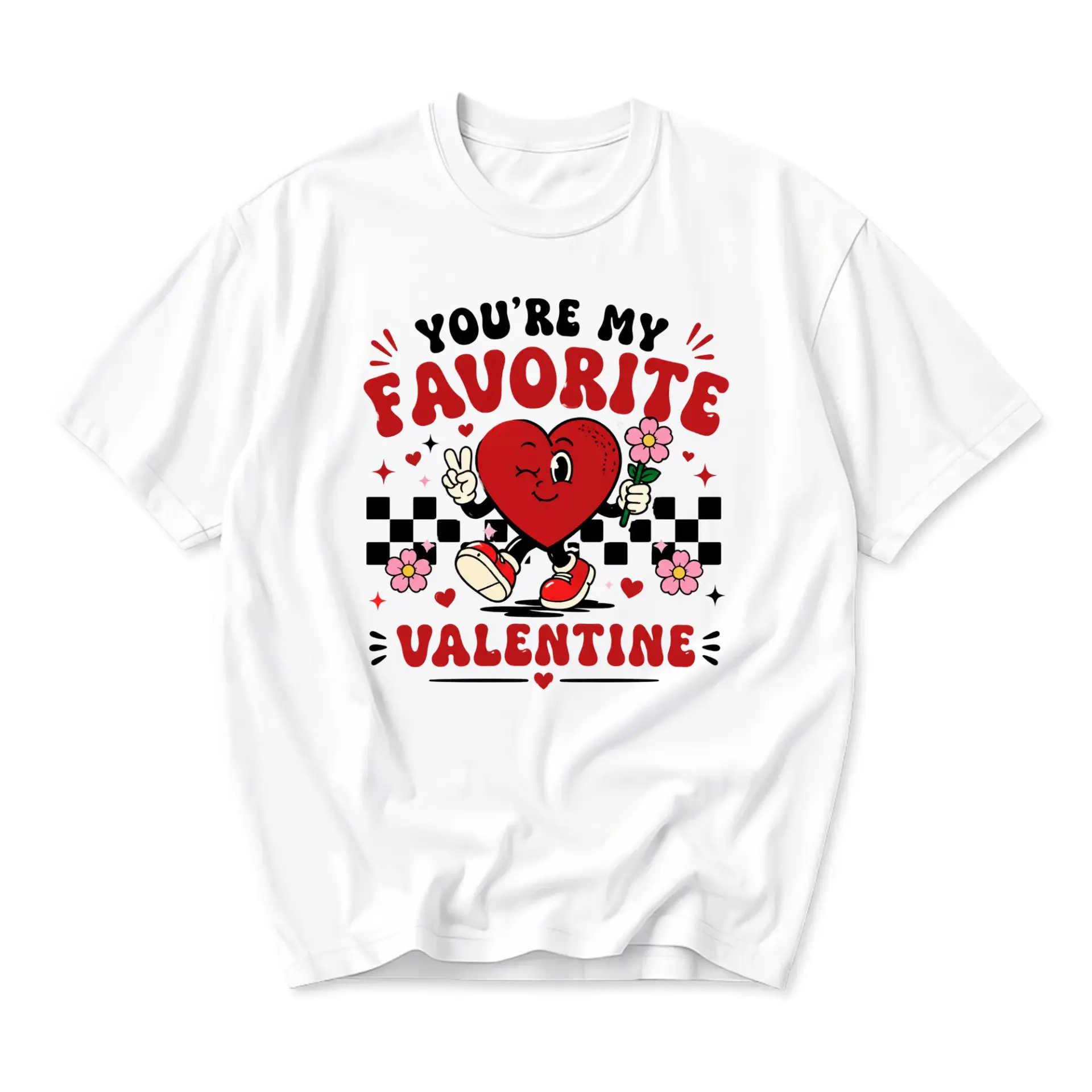Funny Shirt You Are My Favorite Valentine Graphic Tee Unisex Casual Soft Crew Neck Cotton Blend Holiday Apparel White