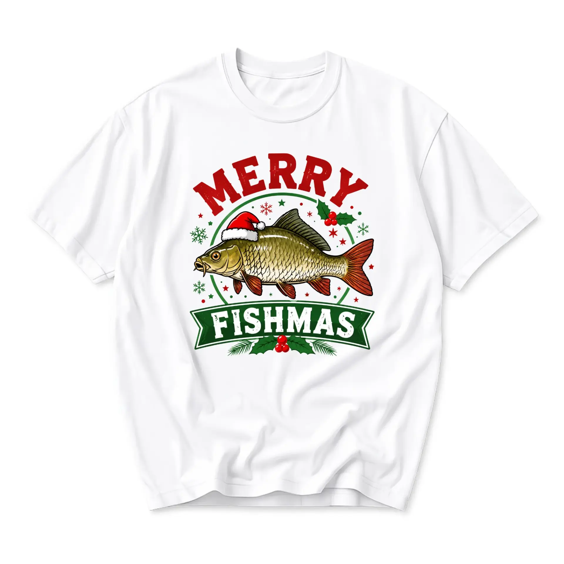 Funny Shirt Merry Fishmas Holiday Graphic Tee Unisex Casual Apparel for