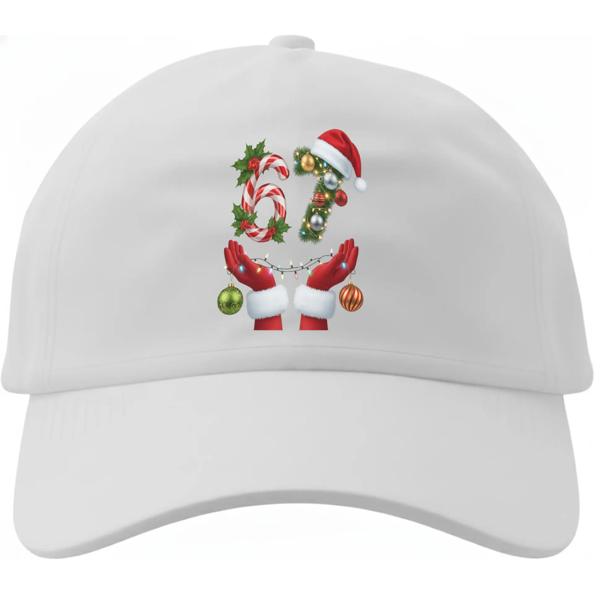 Baseball Cap Festive Number 67 Holiday Themed Graphic Dad Hat with Adjustable Strap for Casual Everyday Sun Protection