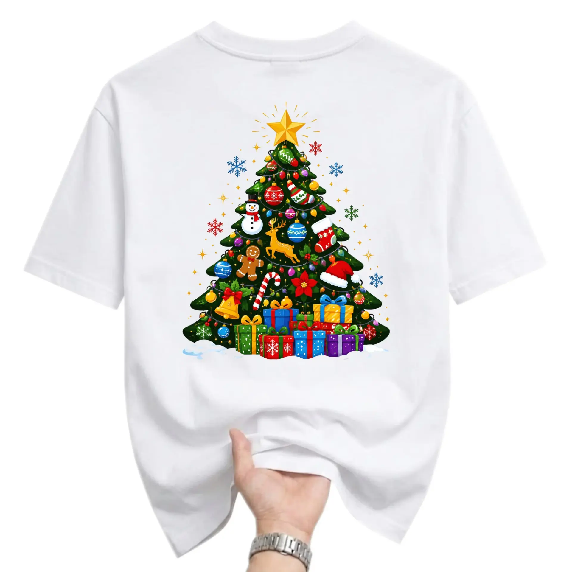 Funny Shirt Christmas Tree Graphic Tee Holiday Unisex Crew Neck T-Shirt for Casual Everyday Outfit Gift Apparel