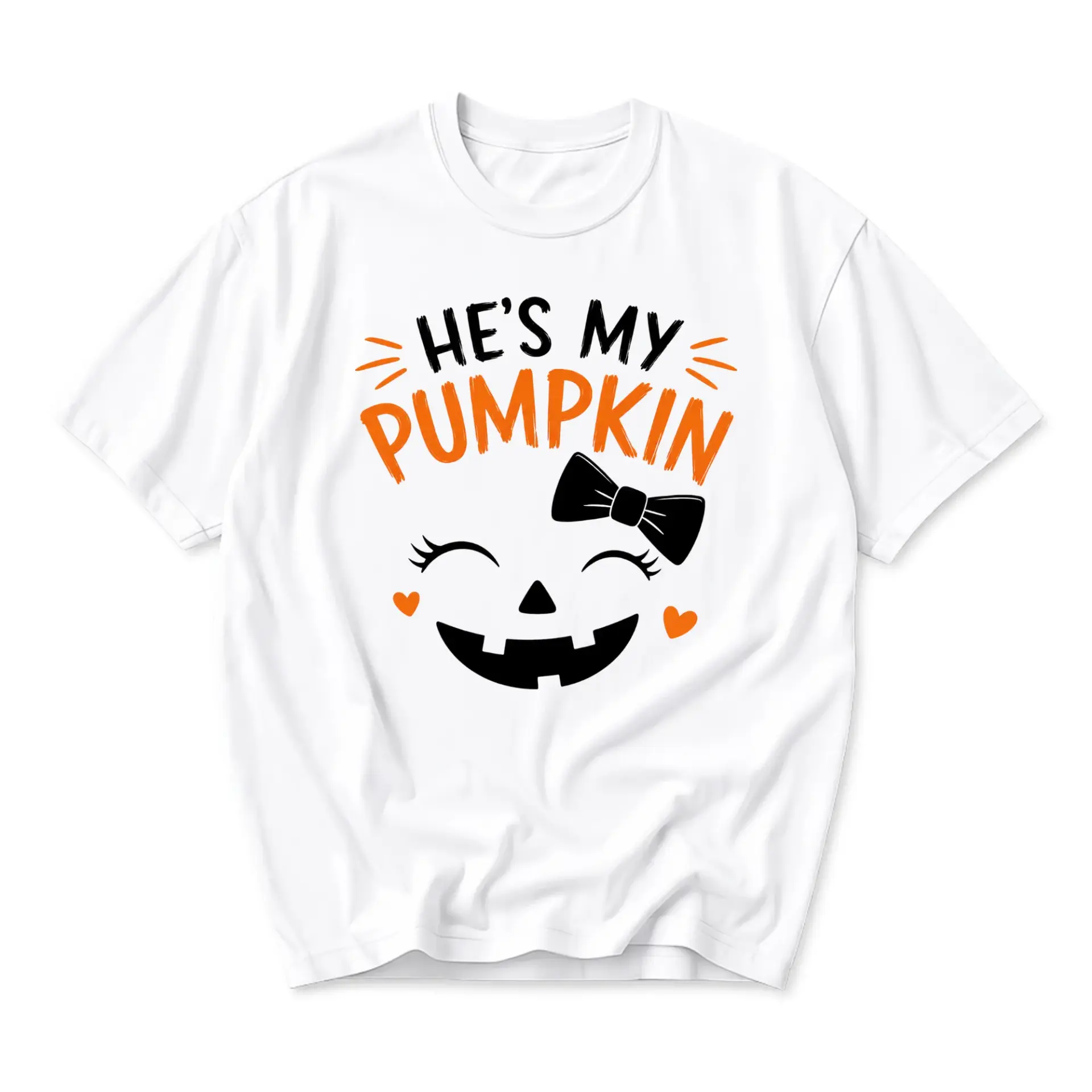 Graphic Tee He’s My Pumpkin Unisex Casual Crew Neck T-Shirt Soft Cotton Blend Apparel for Everyday Seasonal Outfits