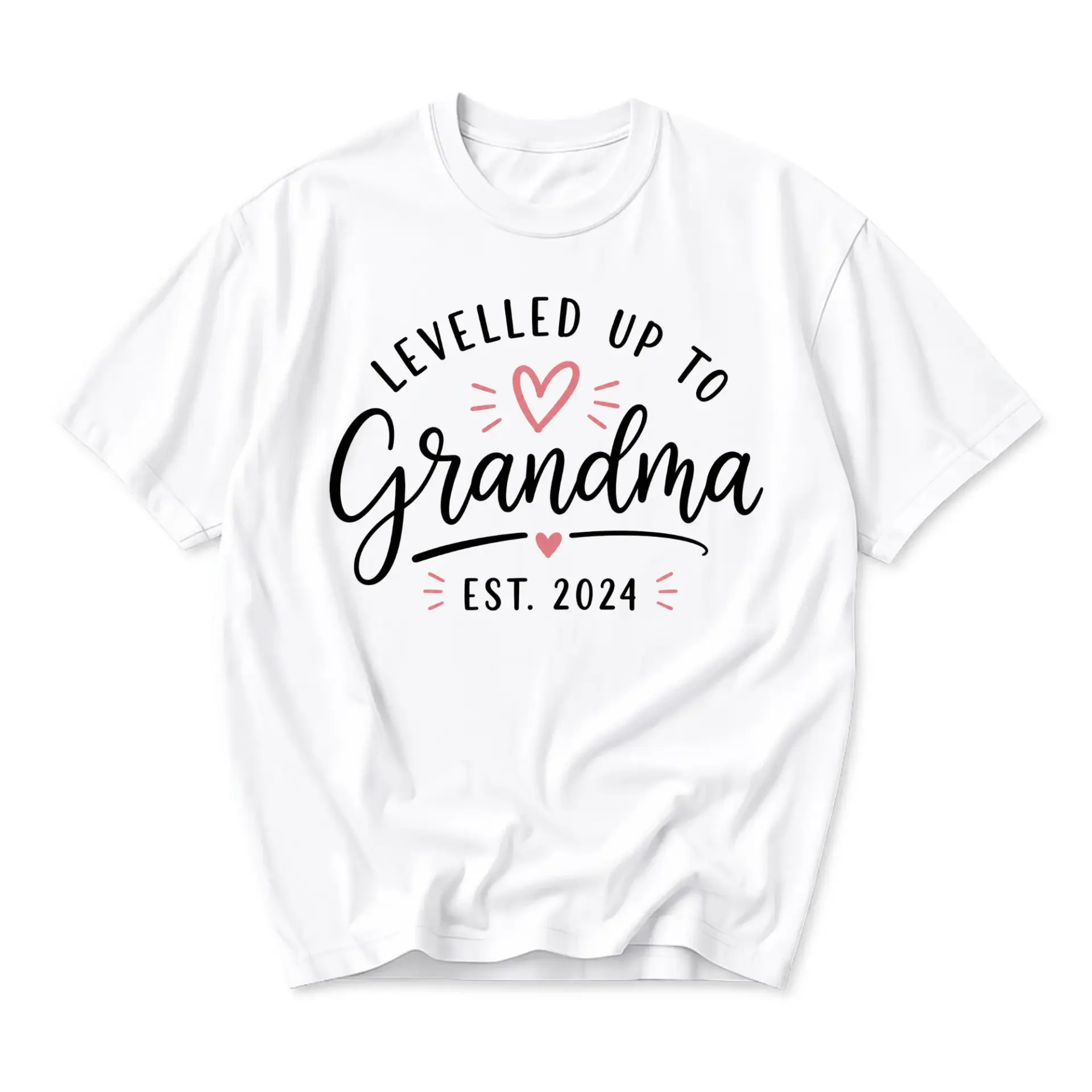 Graphic Tee Levelled up to Grandma Est 2024 Unisex Cotton Shirt Casual Crew