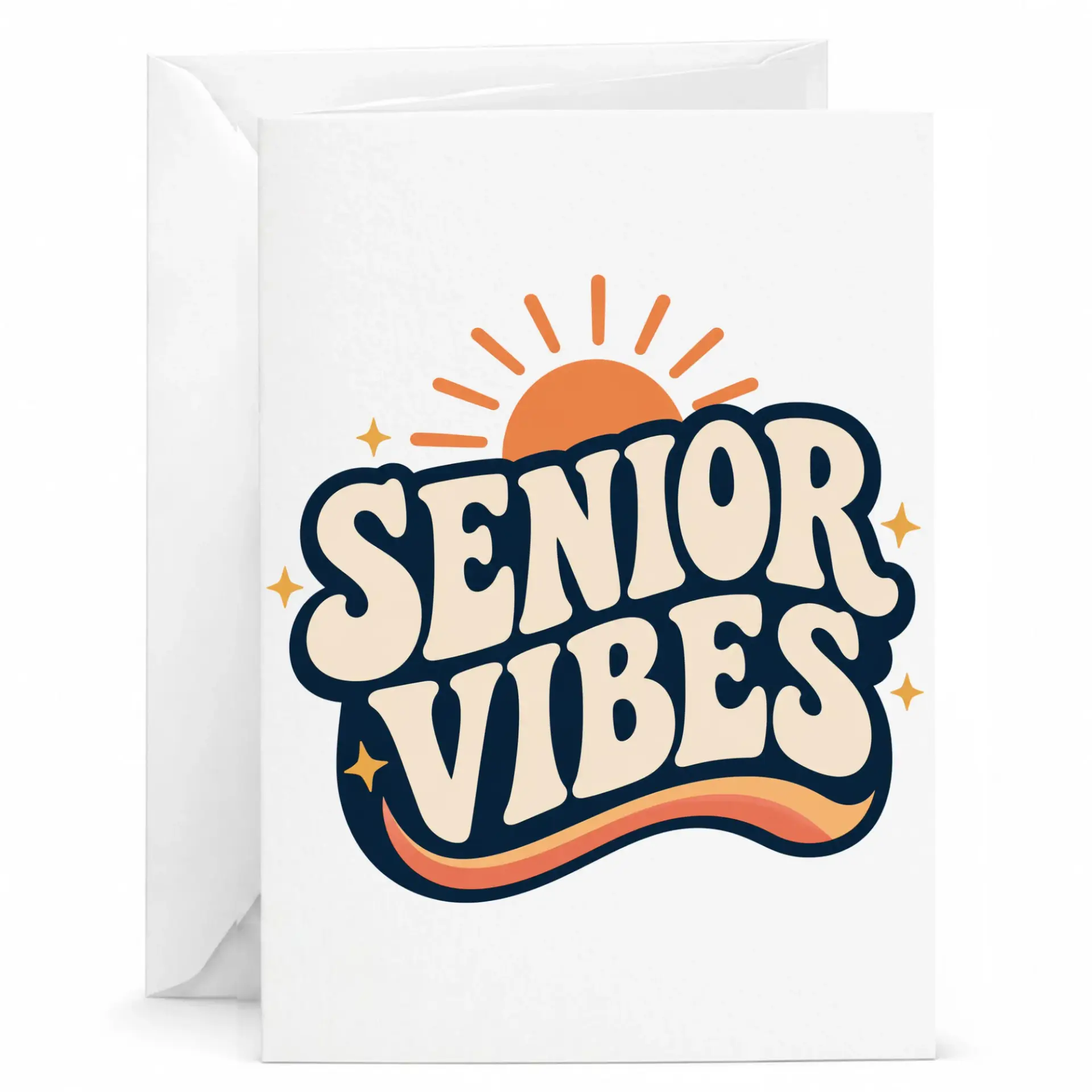 Funny Greeting Card Senior Vibes Retro Style Stationery Note for Graduation Retirement or Milestone