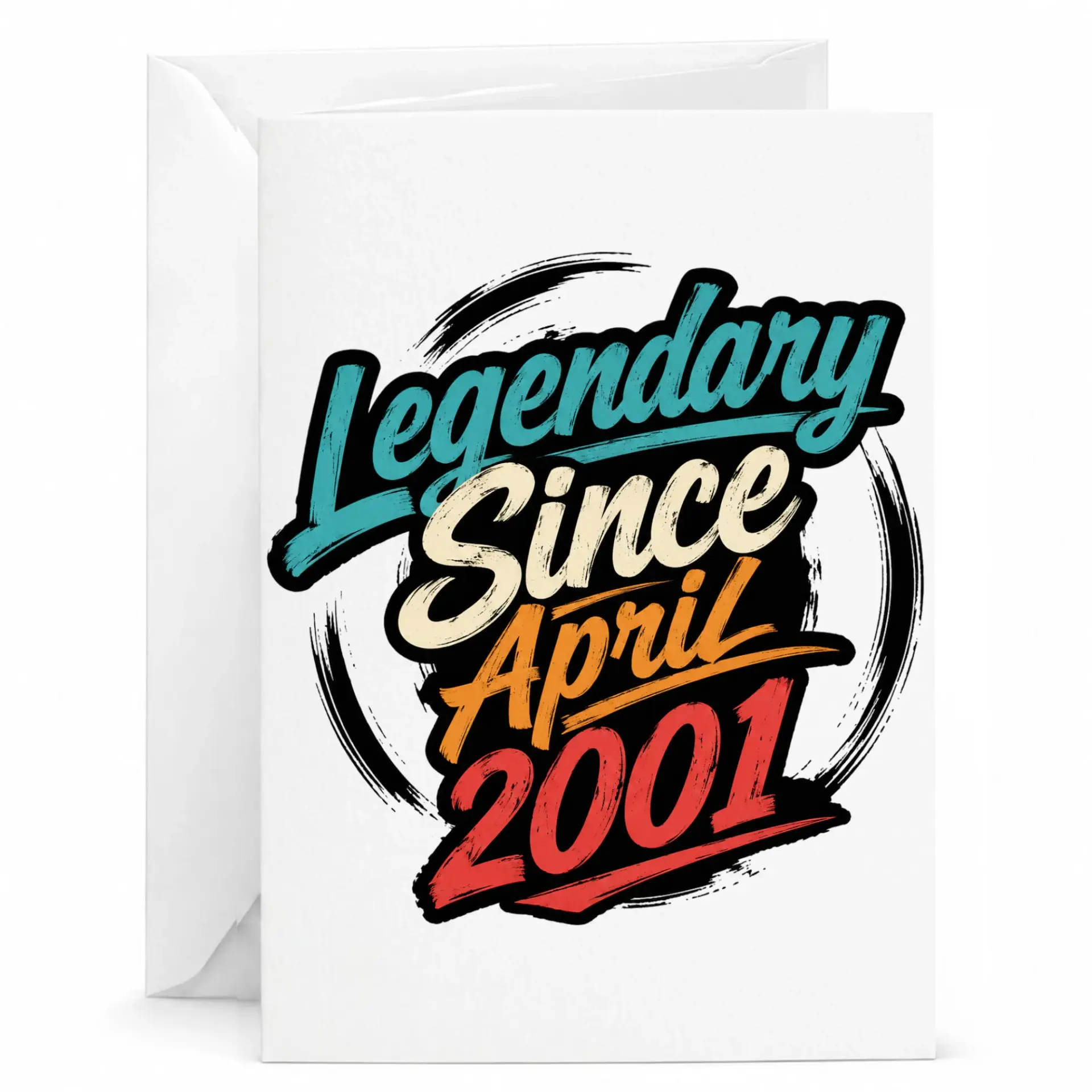 Greeting Card Legendary Since April 2001 Retro Vintage Style Birthday Celebration Stationery Note Card
