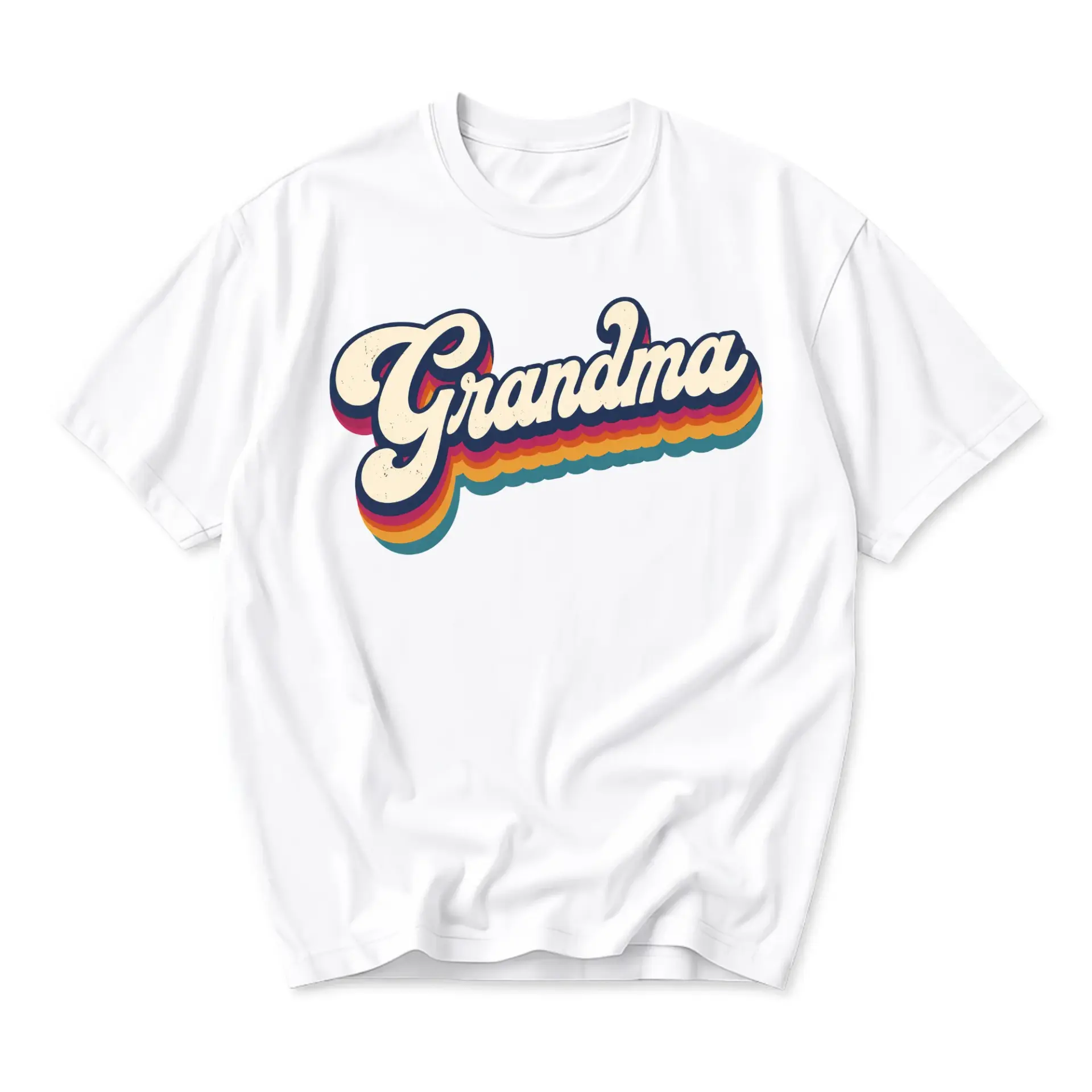Graphic Tee Unisex Grandma Retro Style Vintage Rainbow Lettering Casual Comfortable Short Sleeve Crew Neck Shirt