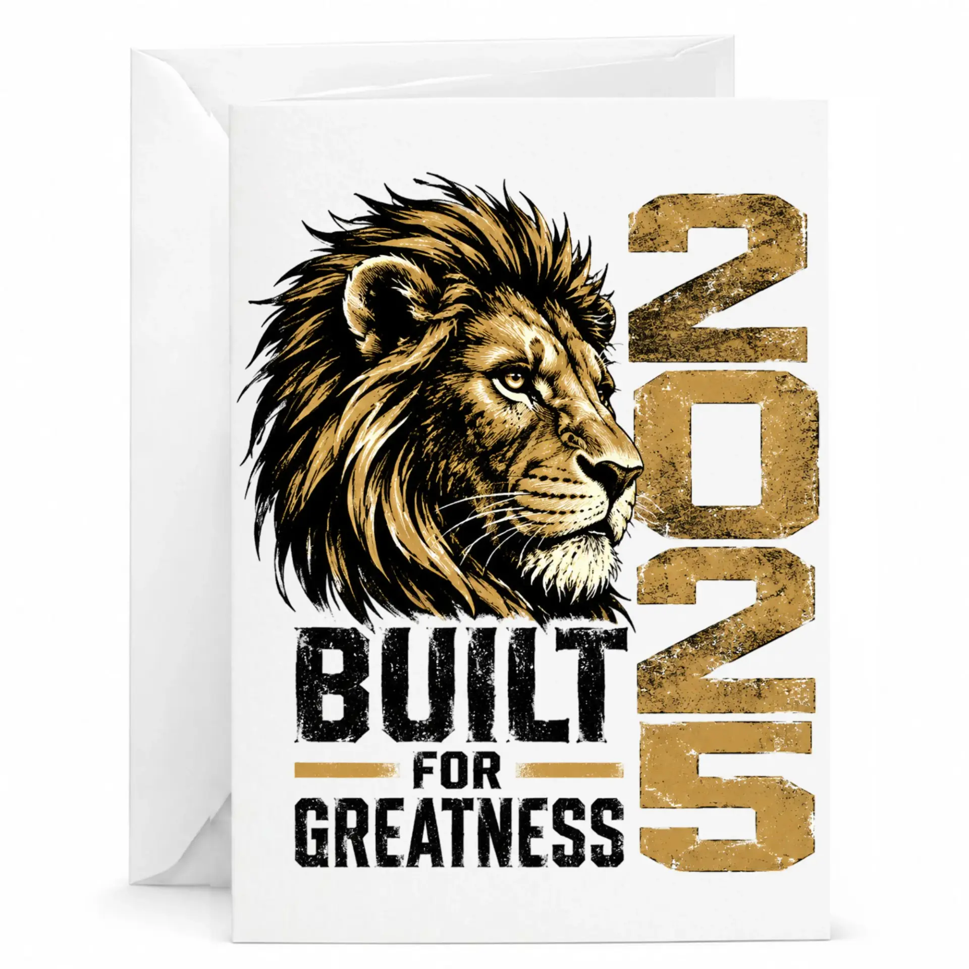 Greeting Card Built for Greatness Lion Motif Inspirational Message Card for Encouragement and Celebration